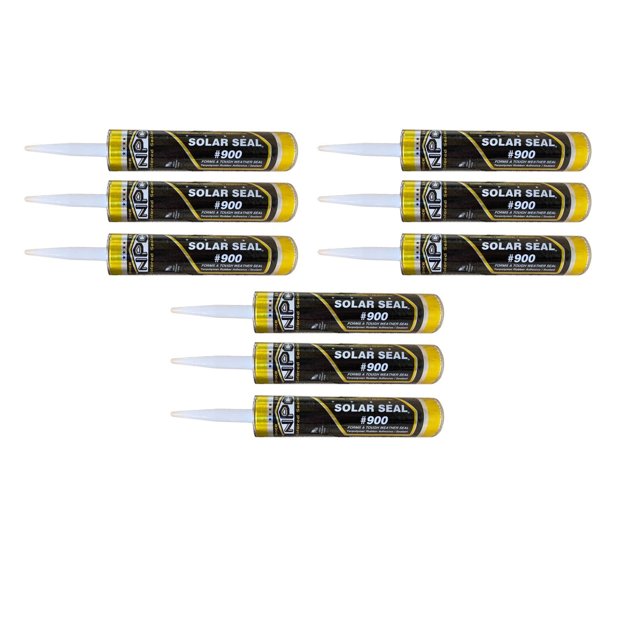 NPC #900 Solar Seal with Bonus Caulking Gun - Waterproof Sealant for Metal Roofing, Vinyl Siding, Fiber Cement & Masonry - UV Resistant Adhesive for Flashing, Skylights, RV Trailers - Ideal for Home Roof Repair & Outdoor Weatherproofing (9 oz, White)