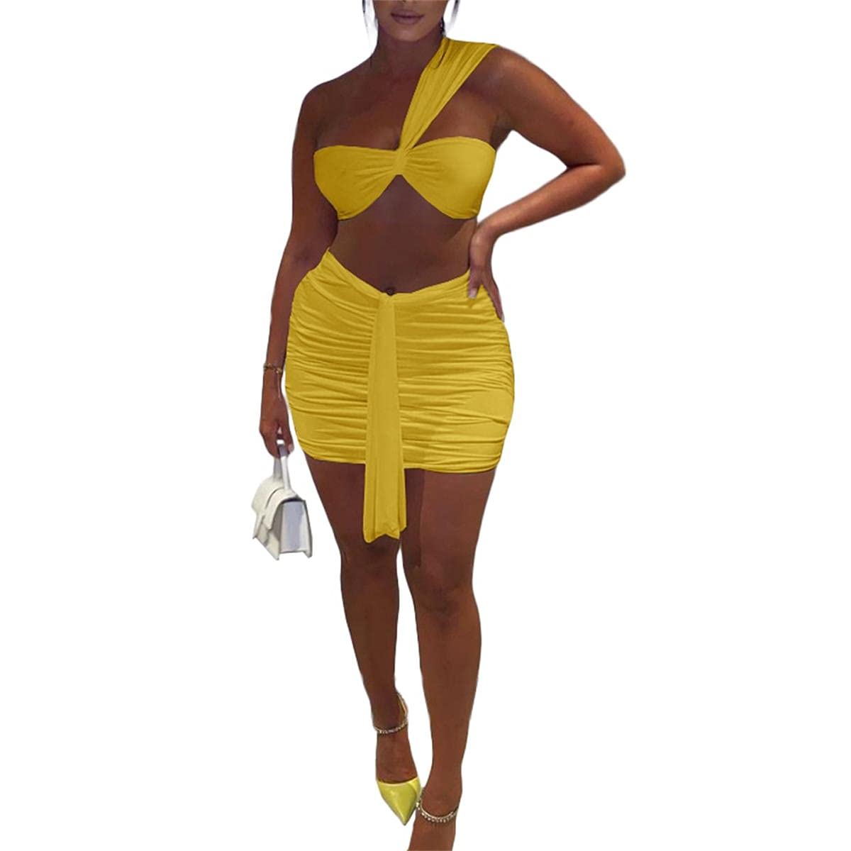 Sexy Women's Two Piece Clubwear Outfit - Tube Top & Bodycon Mini Dress for Party, Nightclub, Date Night & Special Occasions