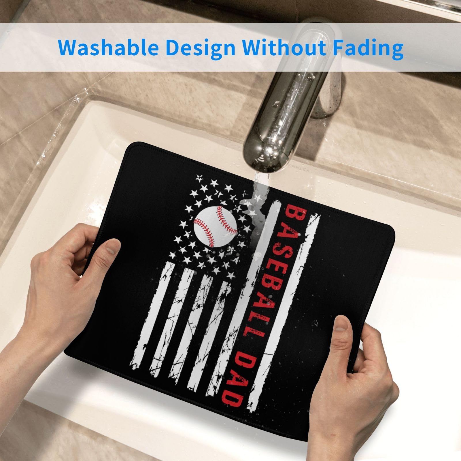 SIYTUAU USA Flag Baseball Design Mouse Pad - Waterproof, Non-Slip Rubber Gaming Mousepad (10x12 inches) for Office, Laptop & PC Use - Perfect for Work, Gaming & Home Decor