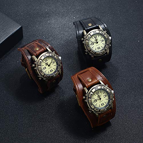Stylish Men's Punk Retro Leather Watch - Hip-Hop Fashion Timepiece for Men with Durable Leather Band | Perfect for Casual Wear, Street Style & Hip-Hop Events
