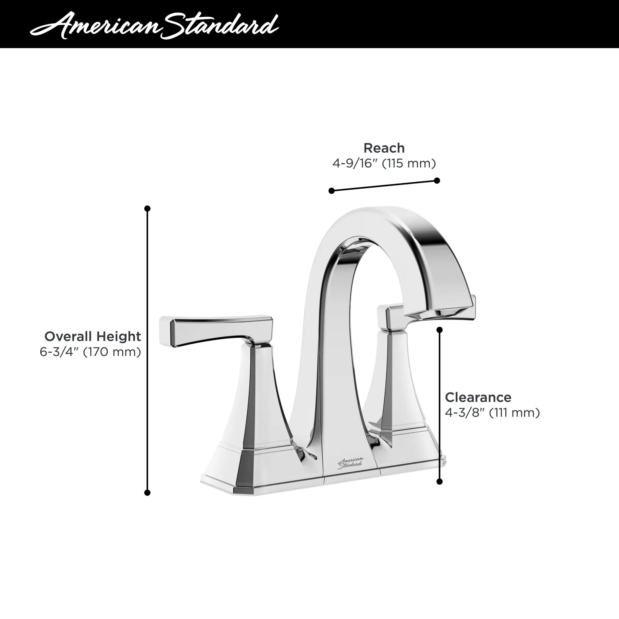 Crawford 4 Inch Centerset 2 Handle Bathroom Faucet - 1.2 GPM/4.5 LPM Water-Saving Design with Lever Handles - Perfect for Small Bathrooms, Powder Rooms & Vanities