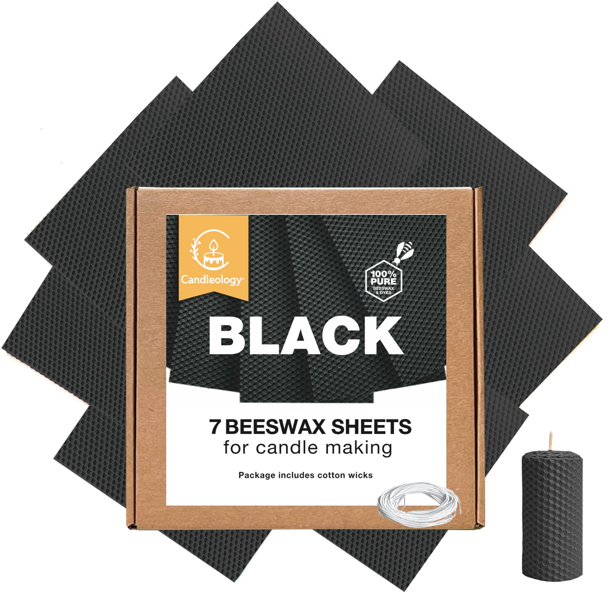 Organic Beeswax Candle Making Kit for Adults & Kids - DIY Black Beeswax Rolling Set with Natural Wax Sheets, Wicks & Tools - Perfect for Home Decor, Gifts, Relaxation & Family Crafting Activities