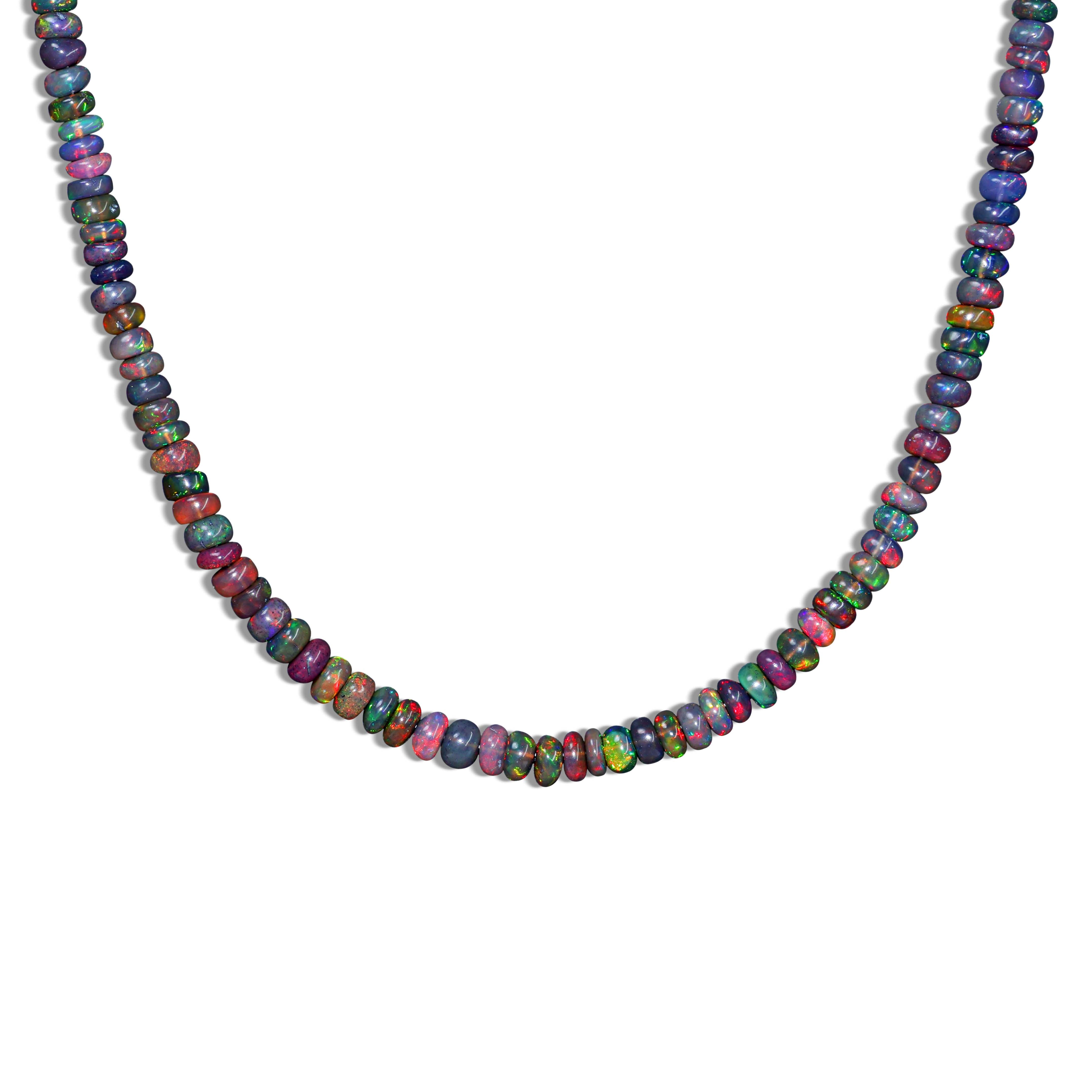 Natural Sterling Silver Black Opal Beaded Necklace - Elegant Handmade Jewelry for Women | Perfect Christmas Gift, Birthday Present & Special Occasion Accessory | Ideal for Parties, Weddings and Date Nights