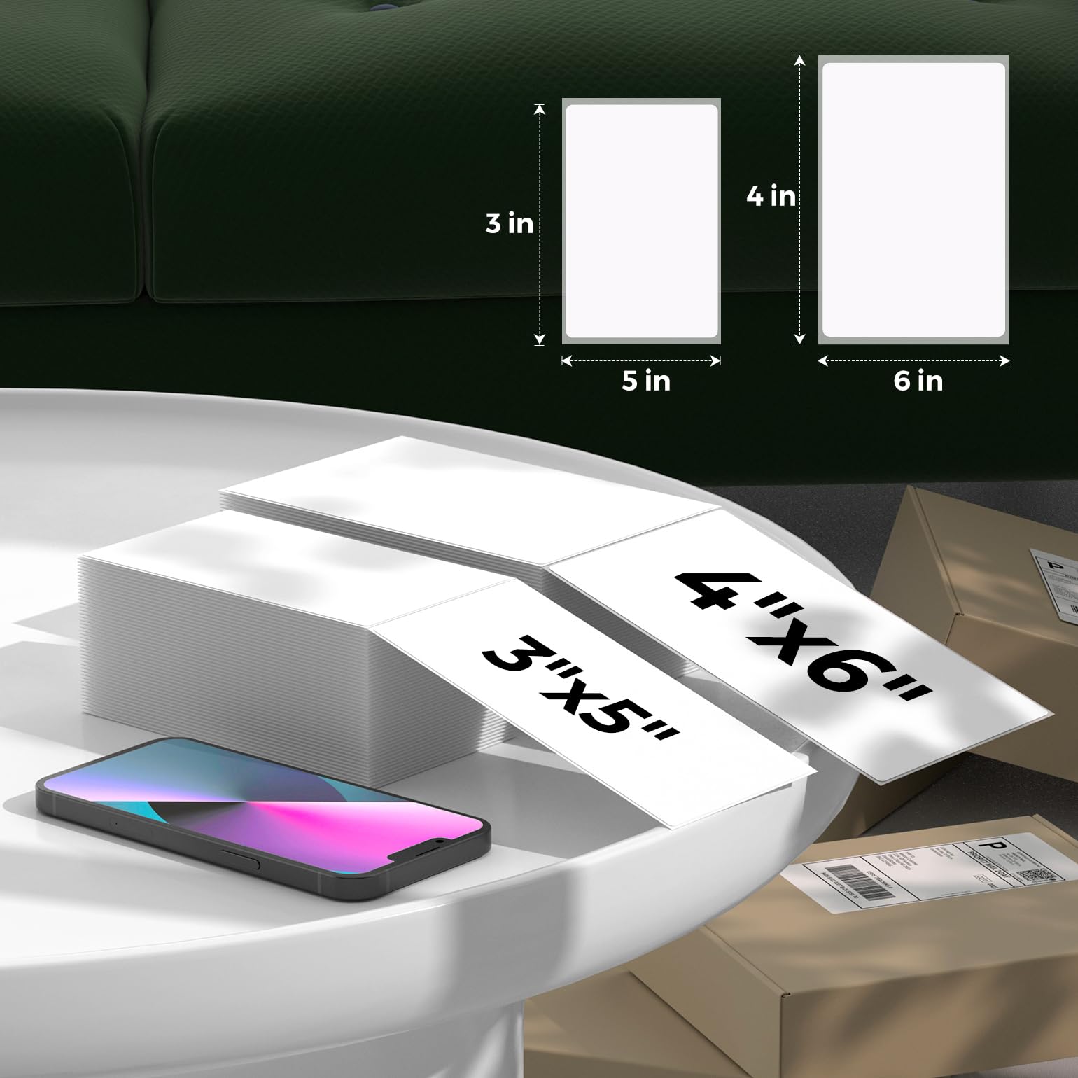 Premium MUNBYN 3x5 Inch Thermal Shipping Labels - Fanfold Multipurpose Labels for Small Business & Package Shipping (500 Sheets/Roll) - Ideal for E-commerce, Logistics & Retail Inventory Management