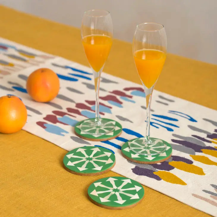 Eco-Friendly Green Arrow Coaster Set - 6-Piece Absorbent Cork Coasters for Hot & Cold Drinks - Perfect for Home, Office, or Bar Use
