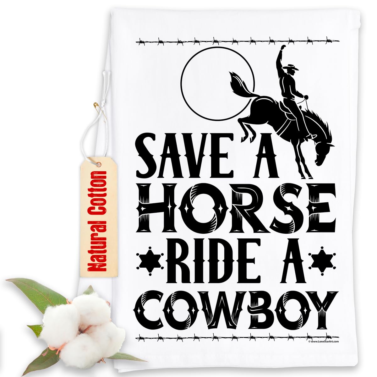 Funny Cowboy Tea Towels - Save a Horse Ride a Cowboy Kitchen Towels with Sayings | Decorative Dish Towels for Housewarming Gifts | Multi-Use Cute Kitchen Towels for Women | Perfect for Country-Themed Kitchens & Western Home Decor