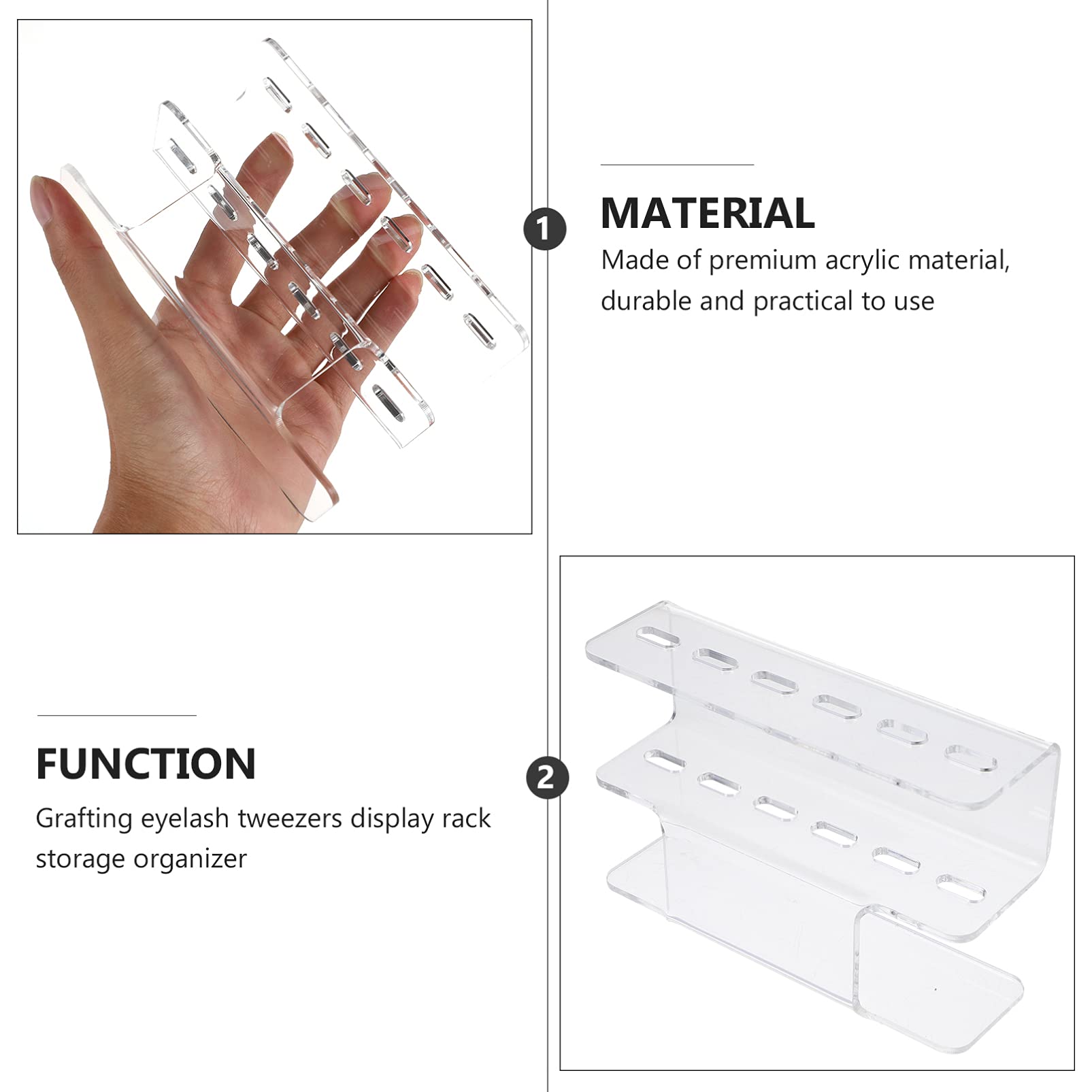 1pc Clear Acrylic Storage Rack for Eyelash Extension Tweezers - Professional Lash Tool Organizer with Trays - Perfect for Salon, Spa & Home Use