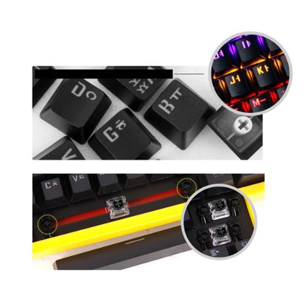 ABKO K660 Premium Arc Edition Waterproof Gaming Keyboard - Kailh Optical Switches, Rainbow LED Backlit, Quick Swap, Full Water Resistance, N-Key Rollover, English/Korean Layout (Yellow) - Perfect for Esports, Streaming & Office Work