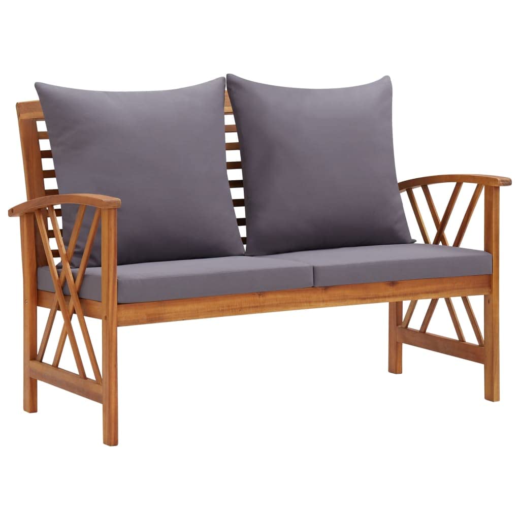vidaXL 3-Piece Patio Furniture Set - Wooden Bench Seat with Coffee Table, Acacia Wood Dining Set for Garden, Balcony, Porch | Modern Outdoor Furniture for Relaxing & Entertaining