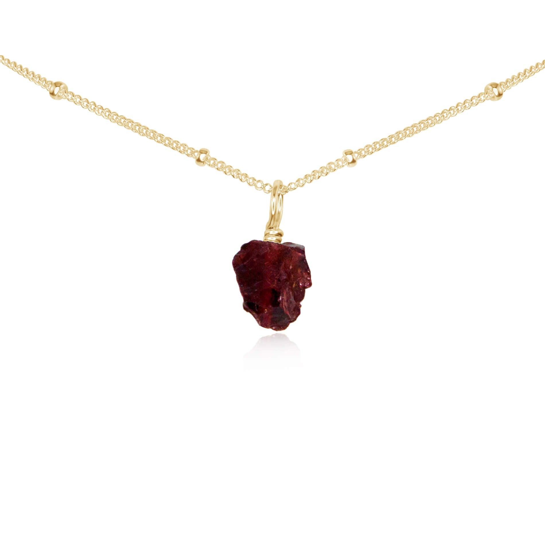 Tiny Rough Garnet Gemstone Pendant Choker Necklace - Natural Bohemian Jewelry for Women - Perfect for Layering, Boho Fashion & Everyday Wear