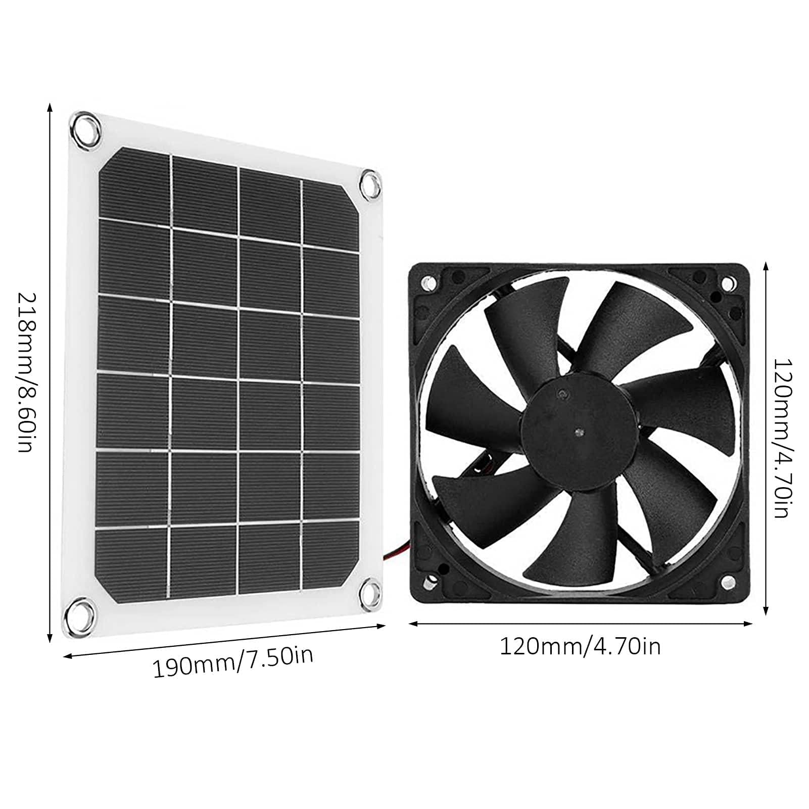Naysku 10W Solar Powered Exhaust Fan - IP65 Waterproof, Portable for RV, Greenhouse, Pet House, Chicken Coop & Treehouse | Outdoor Ventilation Solution for Energy Efficiency & Air Circulation
