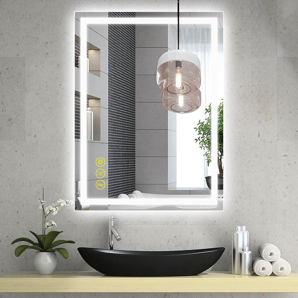 GlareGuard Rectangular Anti-Fog Dimmable LED Bathroom Mirror with Backlit - Perfect for Makeup, Shaving & Skincare Routine
