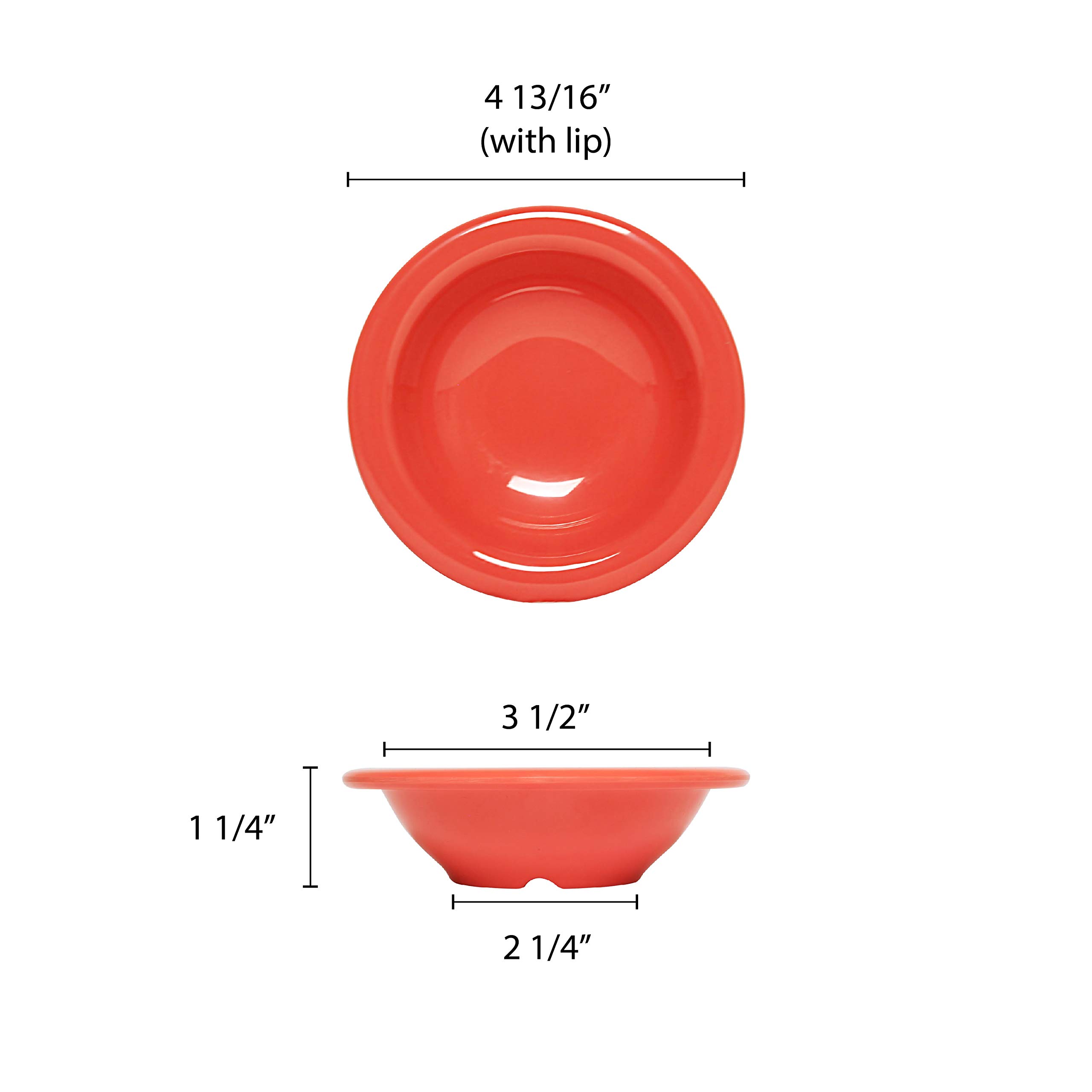 Premium Orange Melamine Salad Bowl Set - 4.75 Inch, 4 oz Capacity (Pack of 12) - Durable & Lightweight Dinnerware for Outdoor Picnics, BBQs, and Party Serving