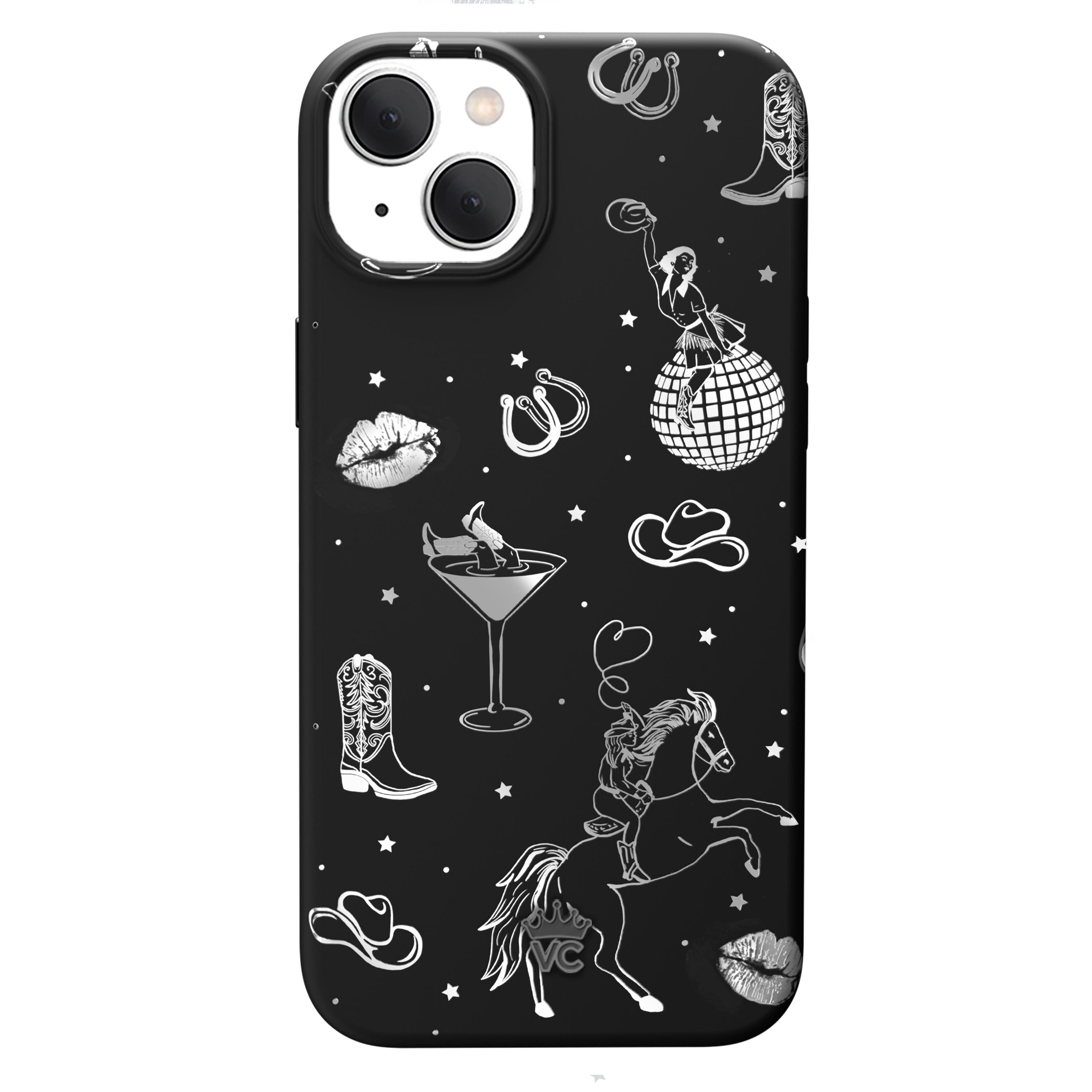 Disco Cowgirl iPhone Case - Trendy Rhinestone Protective Cover for iPhone 13/14/15 Pro Max - Perfect for Music Festivals & Western Parties