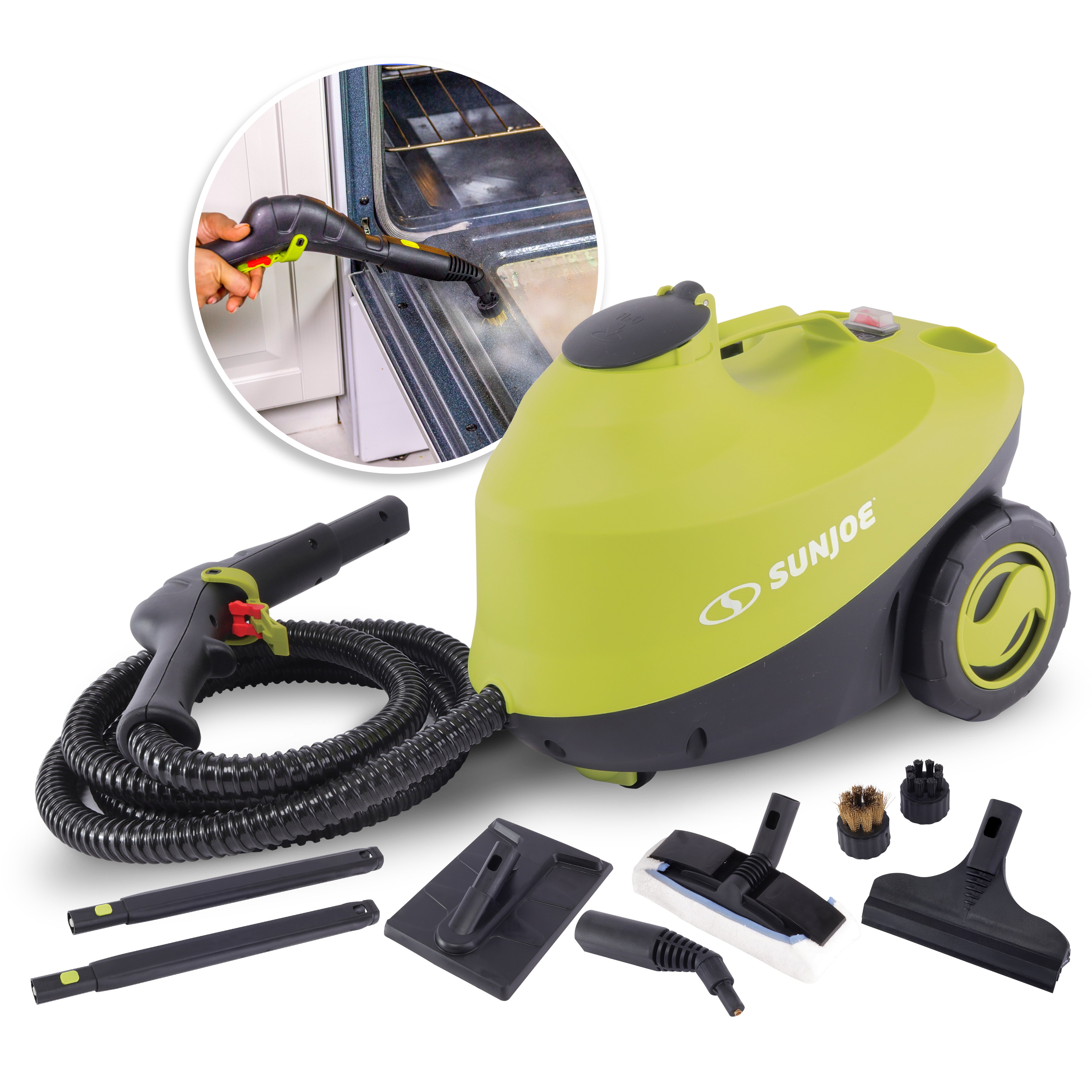 Sun Joe STM30E Heavy Duty Multi Purpose Steam Cleaner - 212°F Steam Blast at 50 PSI for Deep Cleaning | Fast 35-Second Heat Up | Chemical-Free Sanitizer Kills 99.9% Germs | Includes 8-Piece Accessory Kit | Perfect for Floors, Tiles, Grout, Upholstery & Car Detailing