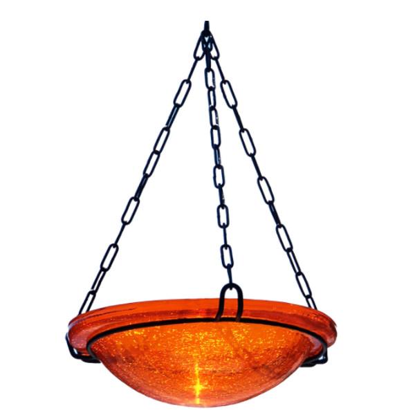 Handmade Mandarin Crackle Glass Birdbath Bowl - Outdoor Garden Decoration for Birds & Wildlife - Perfect for Patio, Yard & Backyard Bird Watching