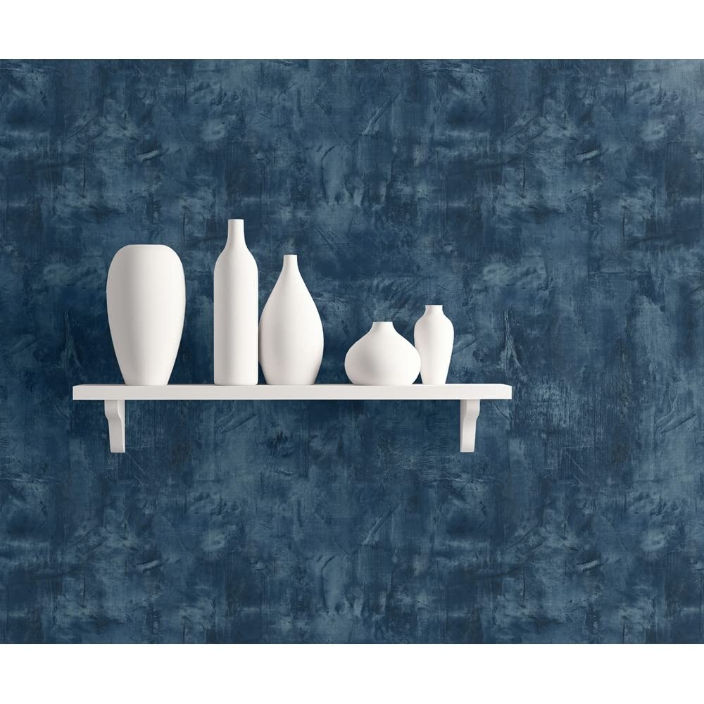 Rustic Stucco Faux Unpasted Wallpaper - Denim Blue Textured Peel & Stick Wallpaper for Farmhouse, Cottage & Boho Home Decor | Perfect for Living Rooms, Bedrooms & Accent Walls