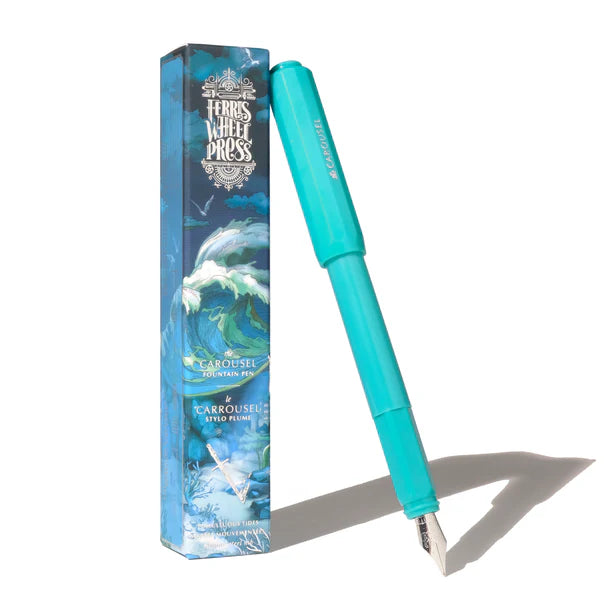 Ferris Wheel Press The Carousel Fountain Pen - Tumultuous Tides Blue Ink Luxury Writing Instrument for Calligraphy & Journaling | Elegant Gift for Writers & Pen Enthusiasts