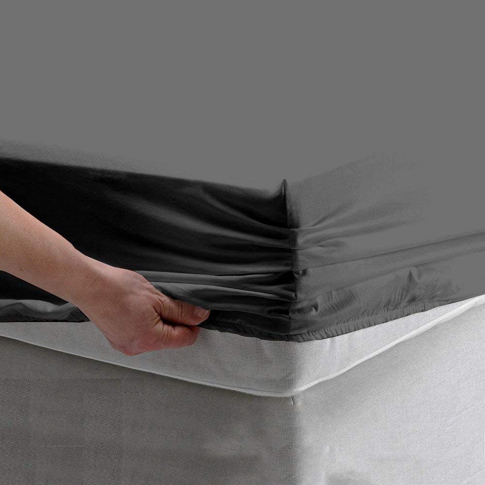 Premium Giza Cotton Fitted Sheet - Full Size Dark Grey for Luxurious Bedding
