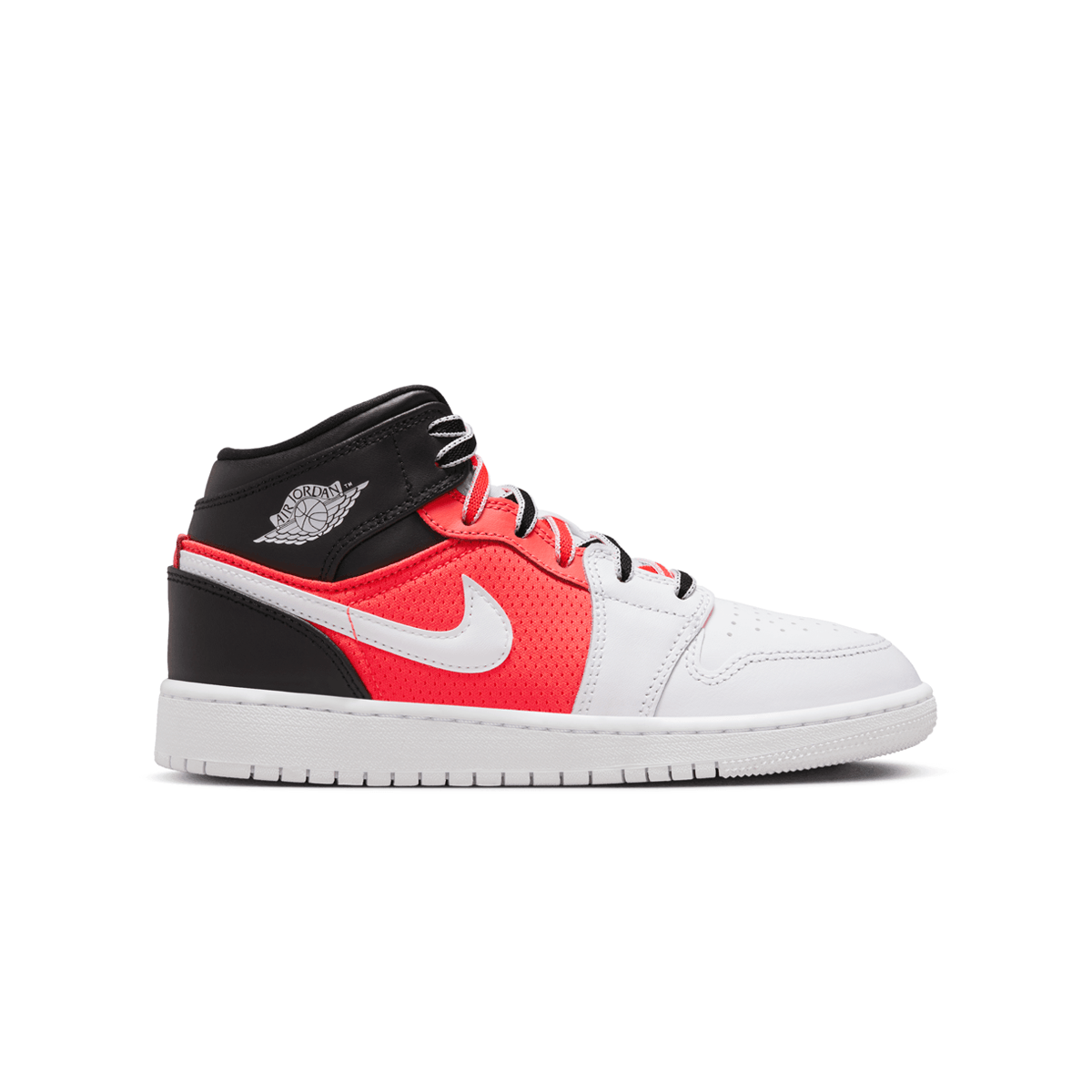 Kids Air Jordan 1 Mid SE Sneakers - White Black Infrared Basketball Shoes for Boys & Girls | Comfortable Athletic Shoes for School, Sports & Casual Wear
