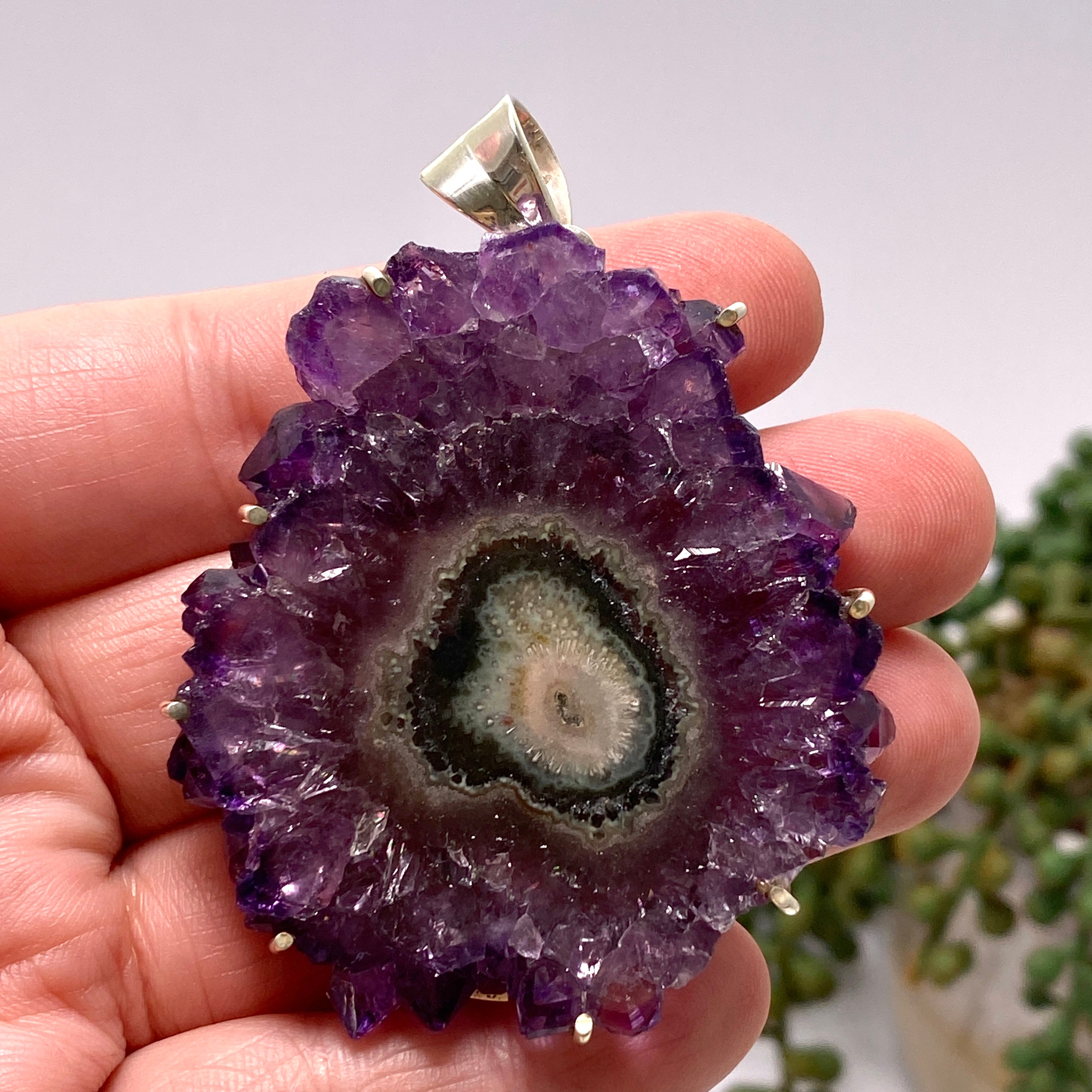Natural Amethyst Stalactite Pendant Necklace - 68mm Healing Crystal Jewelry (GPJ10) for Meditation, Energy Cleansing & Spiritual Gifts