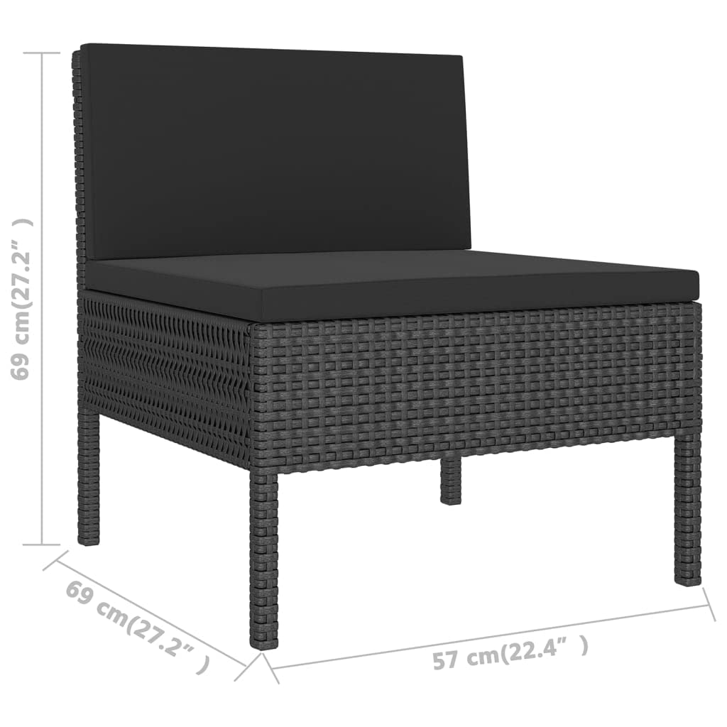 12-Piece Black Patio Lounge Set with Cushions - Modular Outdoor Furniture Rattan Sofa Set - Weather-Resistant Poly Rattan & Powder-Coated Steel Frame - Perfect for Garden, Poolside, and Backyard Relaxation