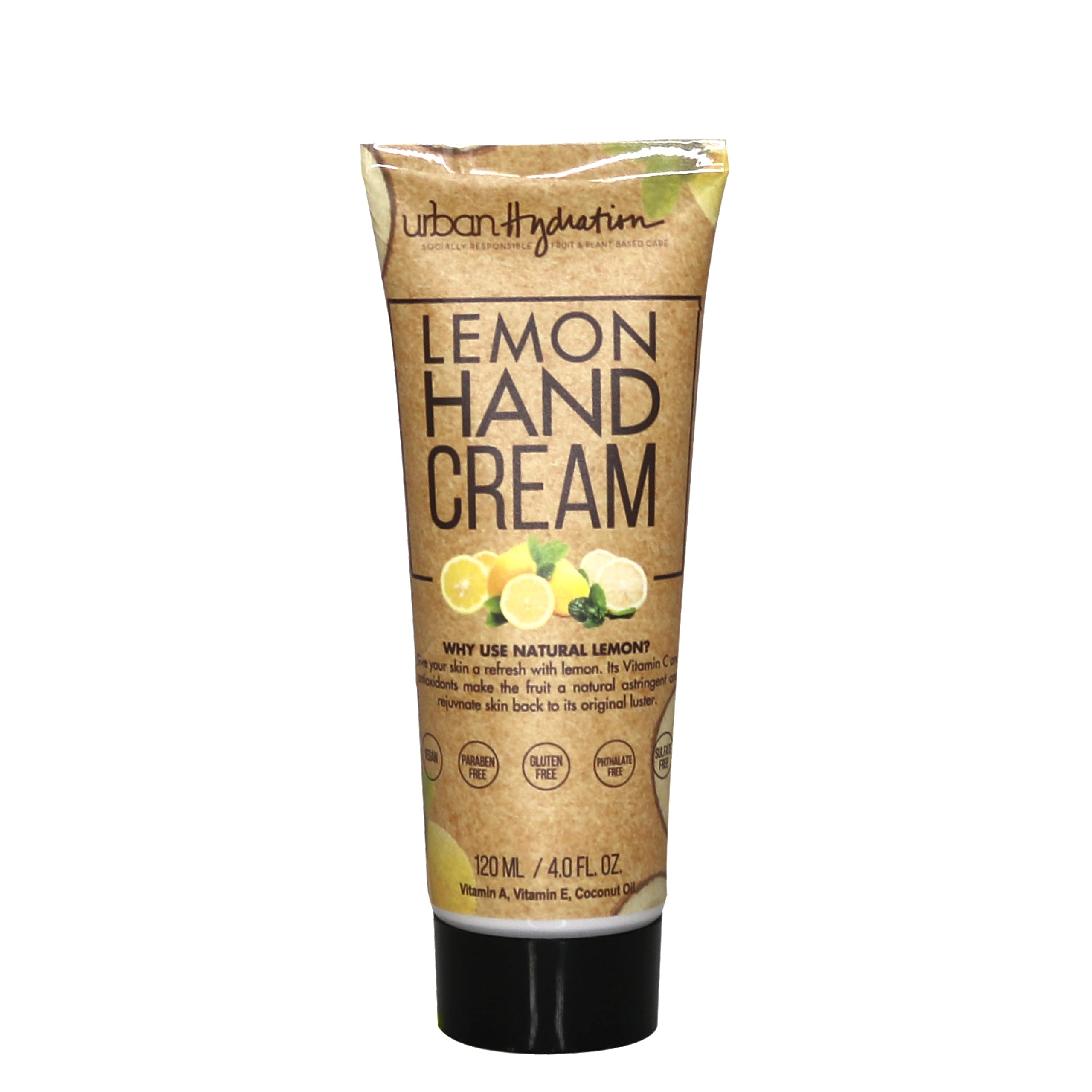 Urban Hydration Lemon Hand Cream - 4 oz Moisturizing Lotion for Dry Skin - Perfect for Office, Travel & Daily Hand Care
