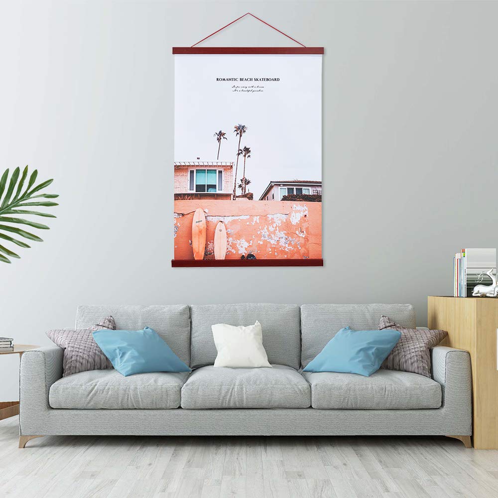 Artmag Magnetic Poster Hanger Frame - 11x14 & 11x17 Light Wood Display Kit for Canvas Art, Prints & Posters (Mahogany, 11 Inch) - Perfect for Home Decor, Office Wall Art & Gallery Displays