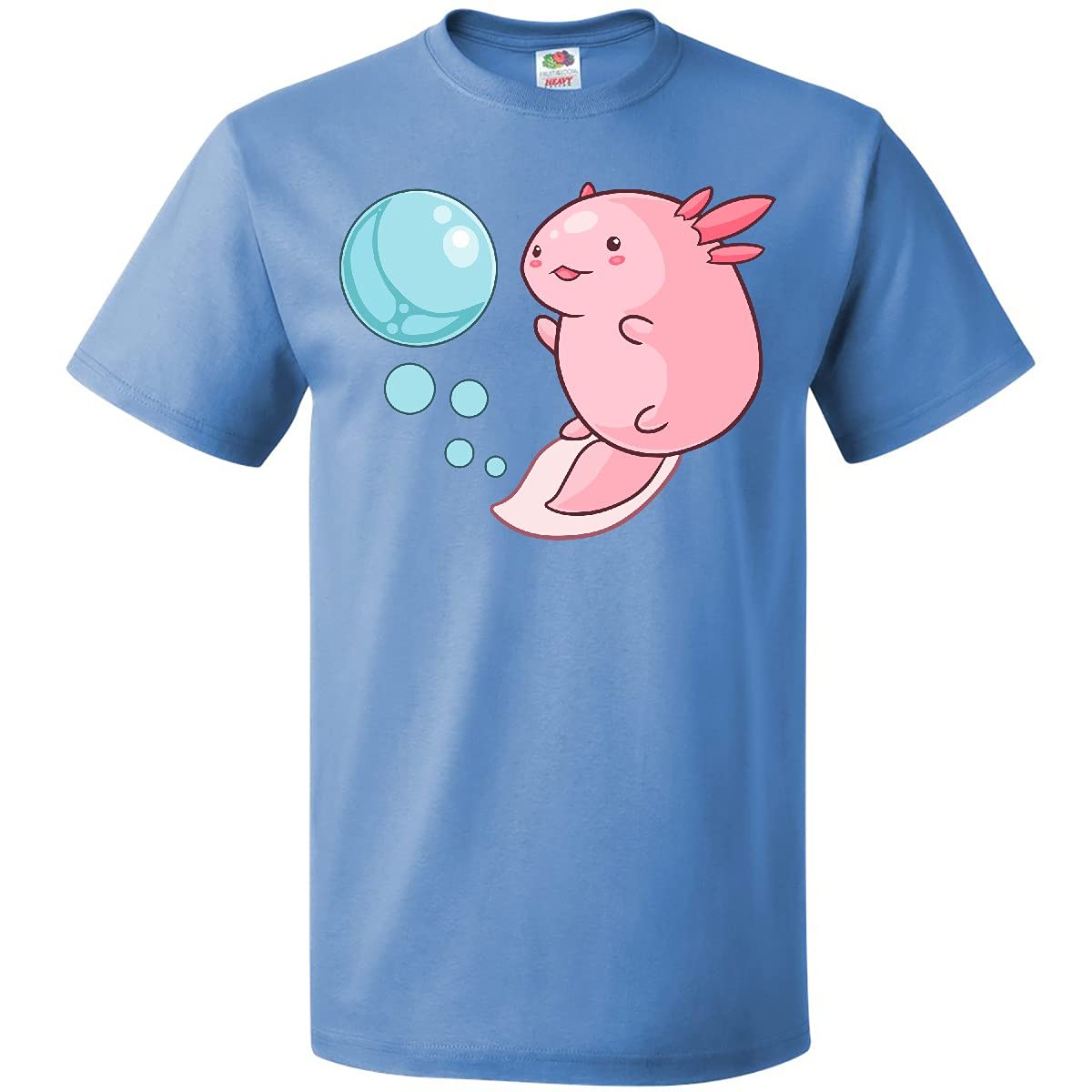 Cute Axolotl and Bubbles Heart T-Shirt | Unique Kawaii Animal Graphic Tee | Perfect for Casual Wear, Gifts & Axolotl Lovers