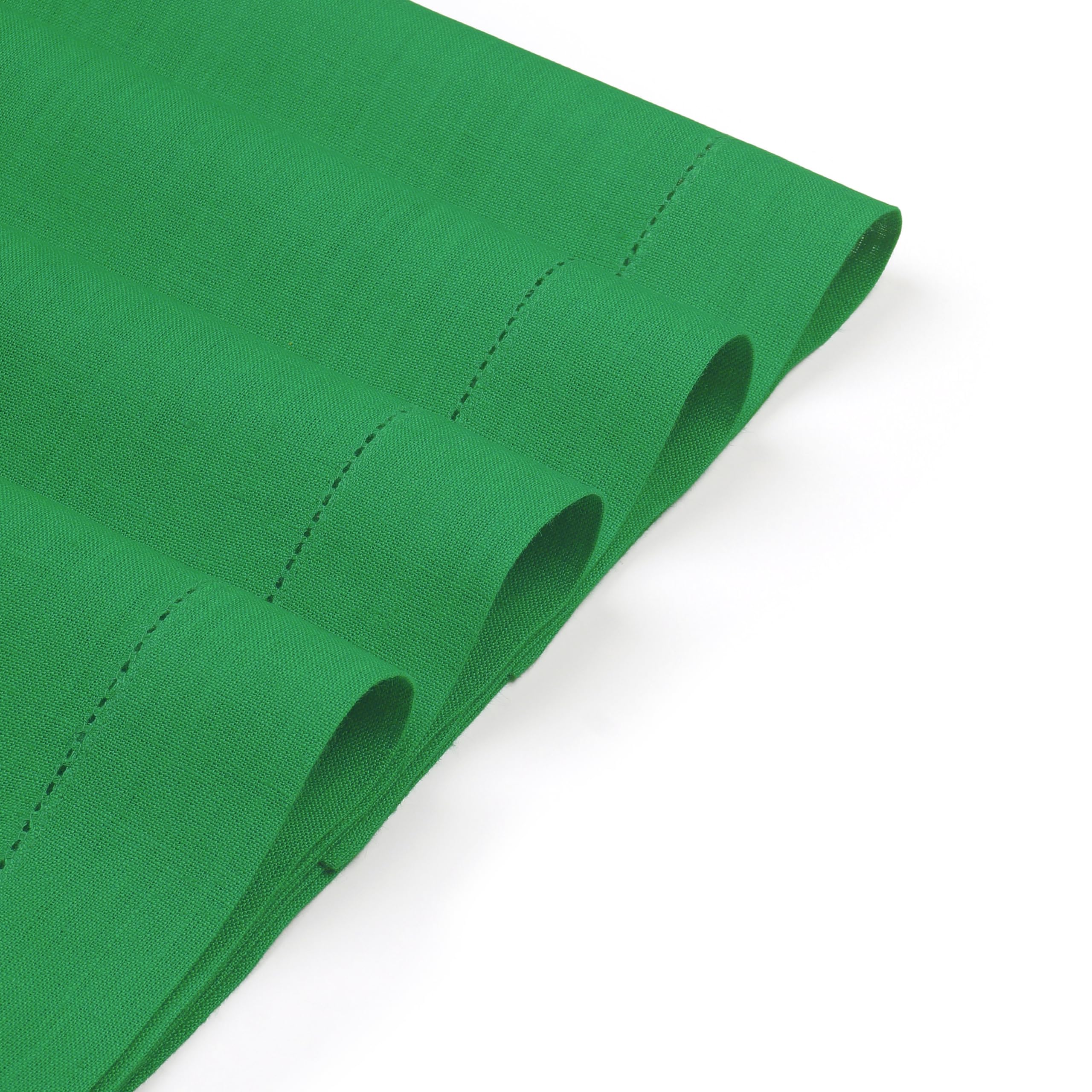 D'Moksha Homes 4-Pack 100% Pure Linen Placemats - 14x19 Inch Kelly Green Table Mats with Classic Hemstitch, Washable & Durable for Dining Table Decor - Perfect for Spring Parties, Easter Brunch & Farmhouse Style Dining