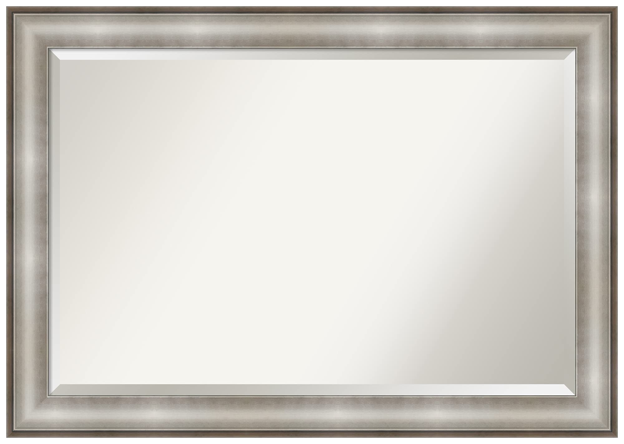 Amanti Art Silver Wall Mirror 29x41 Inches - Imperial Silver Rectangle Bathroom & Living Room Mirror with Traditional Frame, Beveled Edge - Hangs Horizontally or Vertically for Wall Decor, Bathroom Vanity, Entryway, Bedroom, and Hallway