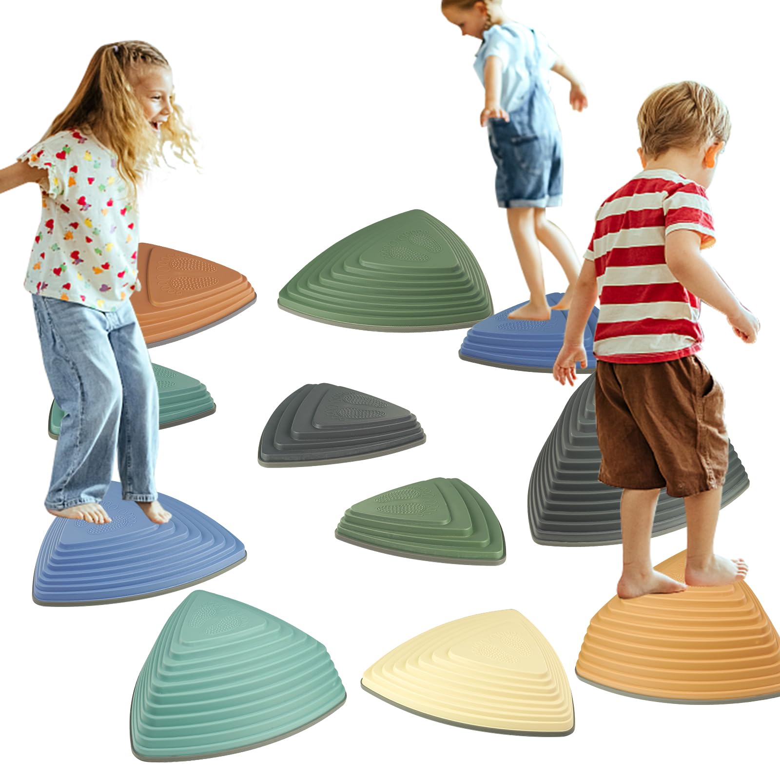 Gentle Monster Stepping Stones for Kids - 11 PCS Toddler Balance Blocks for Indoor & Outdoor Play | Develop Coordination, Strength & Motor Skills | Sensory Toys for Ages 3-7 Years | Perfect for Playrooms, Backyards & Preschool Activities