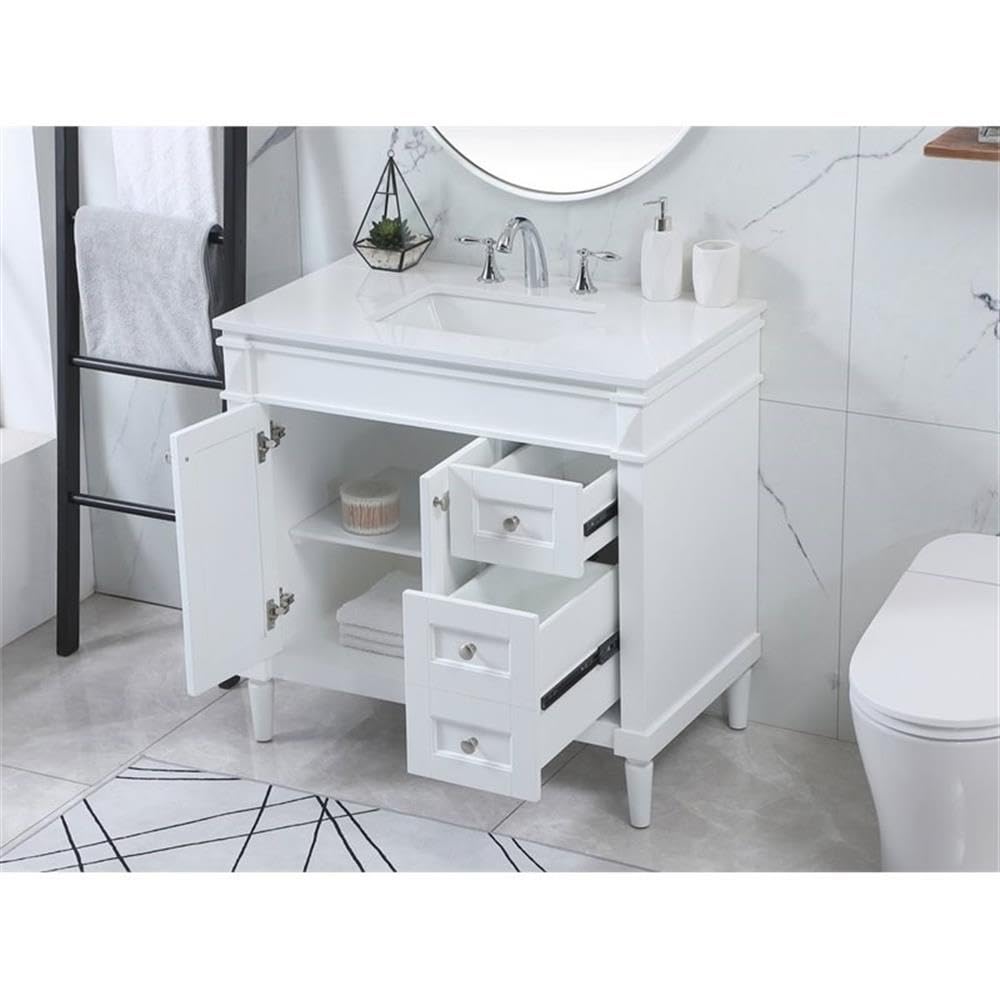 Modern 36-Inch White Bathroom Vanity with Under Sink Storage - Elegant Single Sink Bathroom Cabinet Organizer for Home Decor | Perfect for Small Bathrooms, Powder Rooms & Apartment Renovations