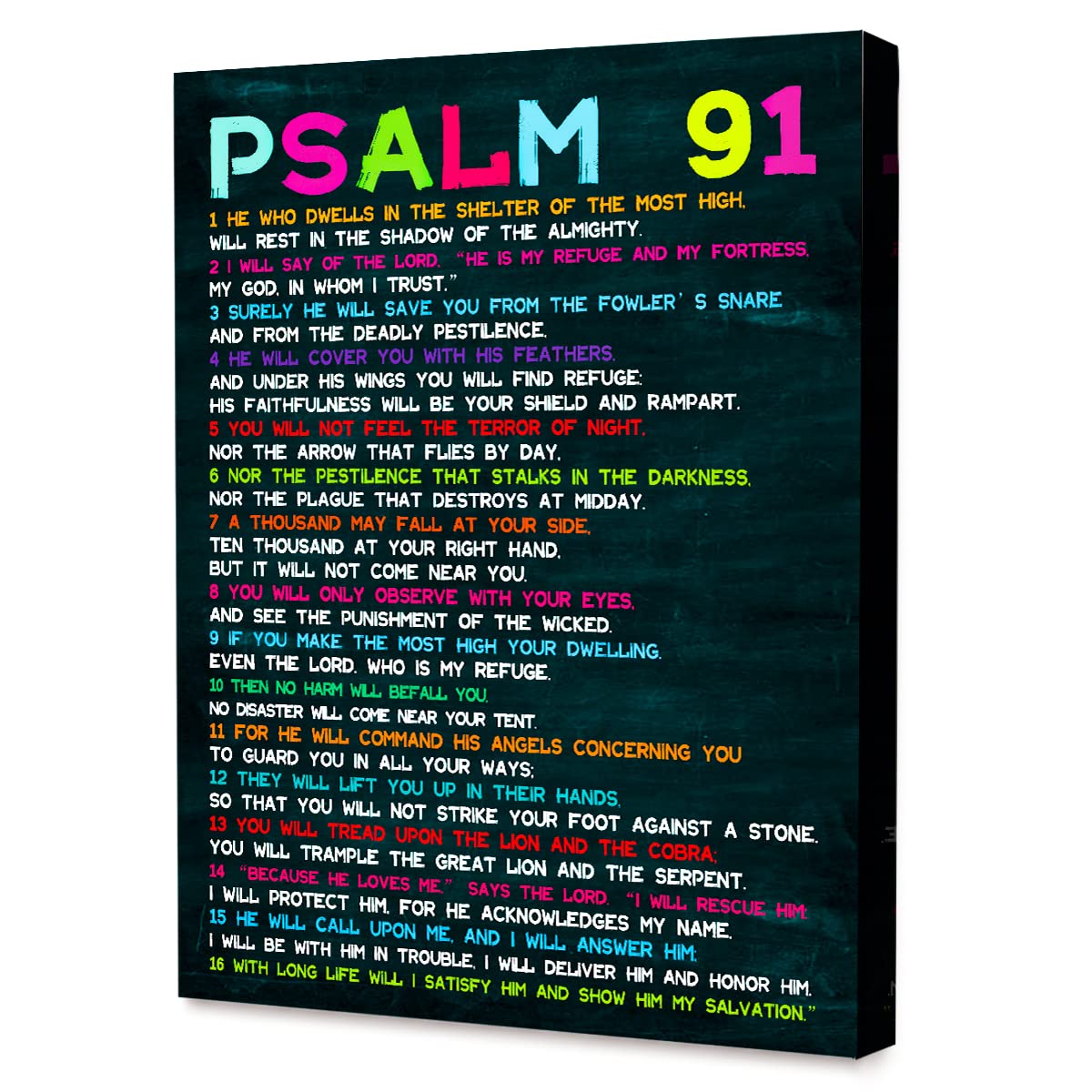 LISTNGBO Bible Verses Canvas Art - Psalms 91 Scripture for Kids' Room Decor