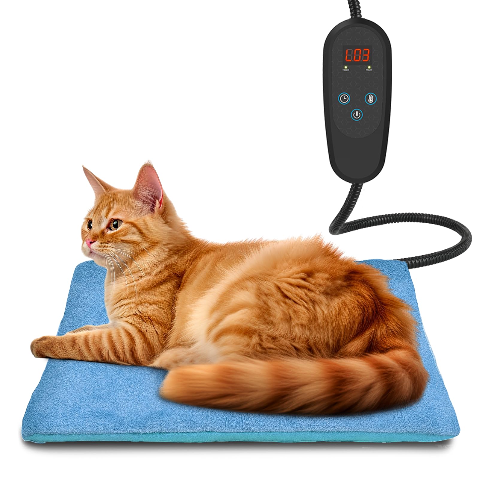 2023 Newest Adjustable Temperature Pet Heating Pad - Waterproof Electric Heated Bed Mat for Dogs & Cats with Timer, Anti-Bite Design - Perfect for Indoor Use, Winter Warmth, and Puppy/Kitten Comfort
