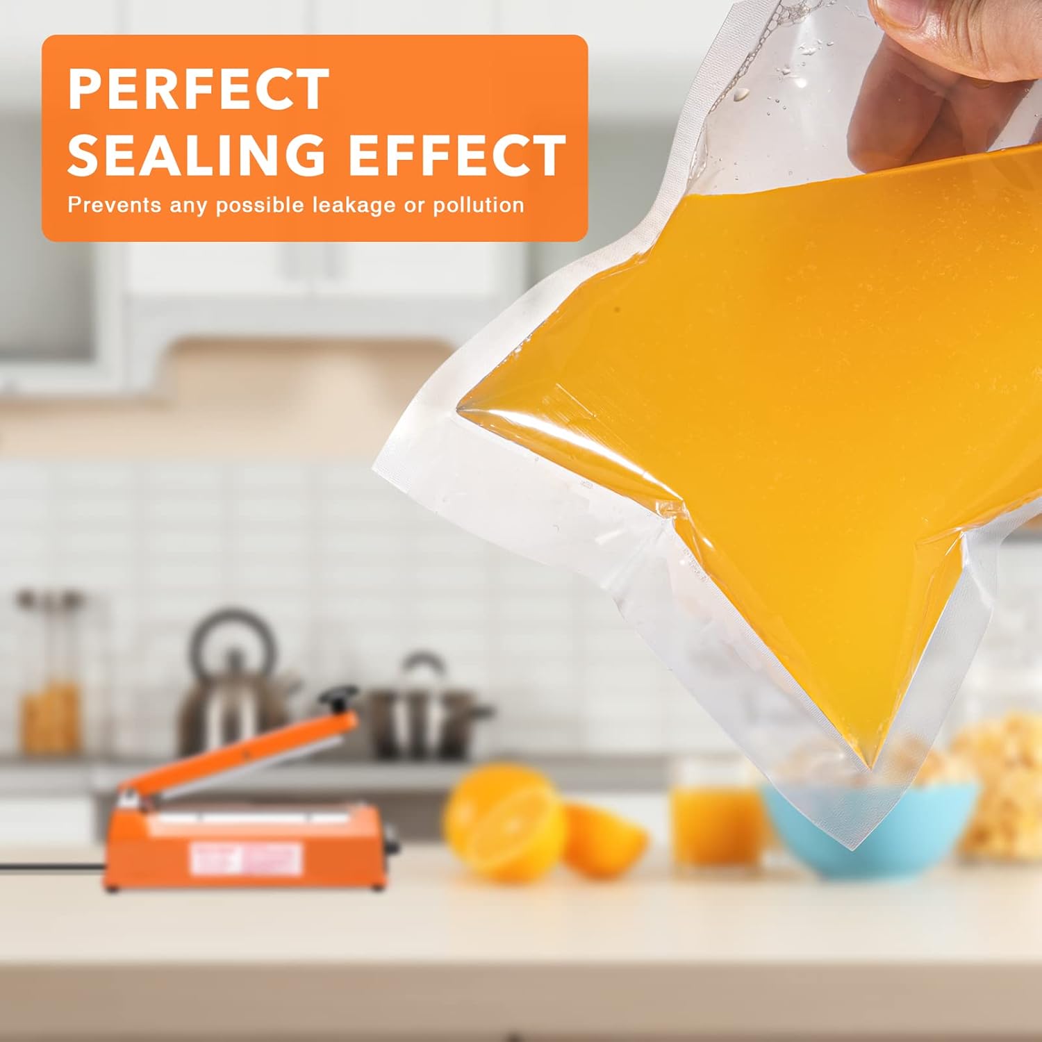 8 Inch Manual Heat Sealer Machine for Plastic Bags - Impulse Sealer with Adjustable Temperature for Food Packaging, Vacuum Sealing & Storage - Perfect for Home, Kitchen & Commercial Use