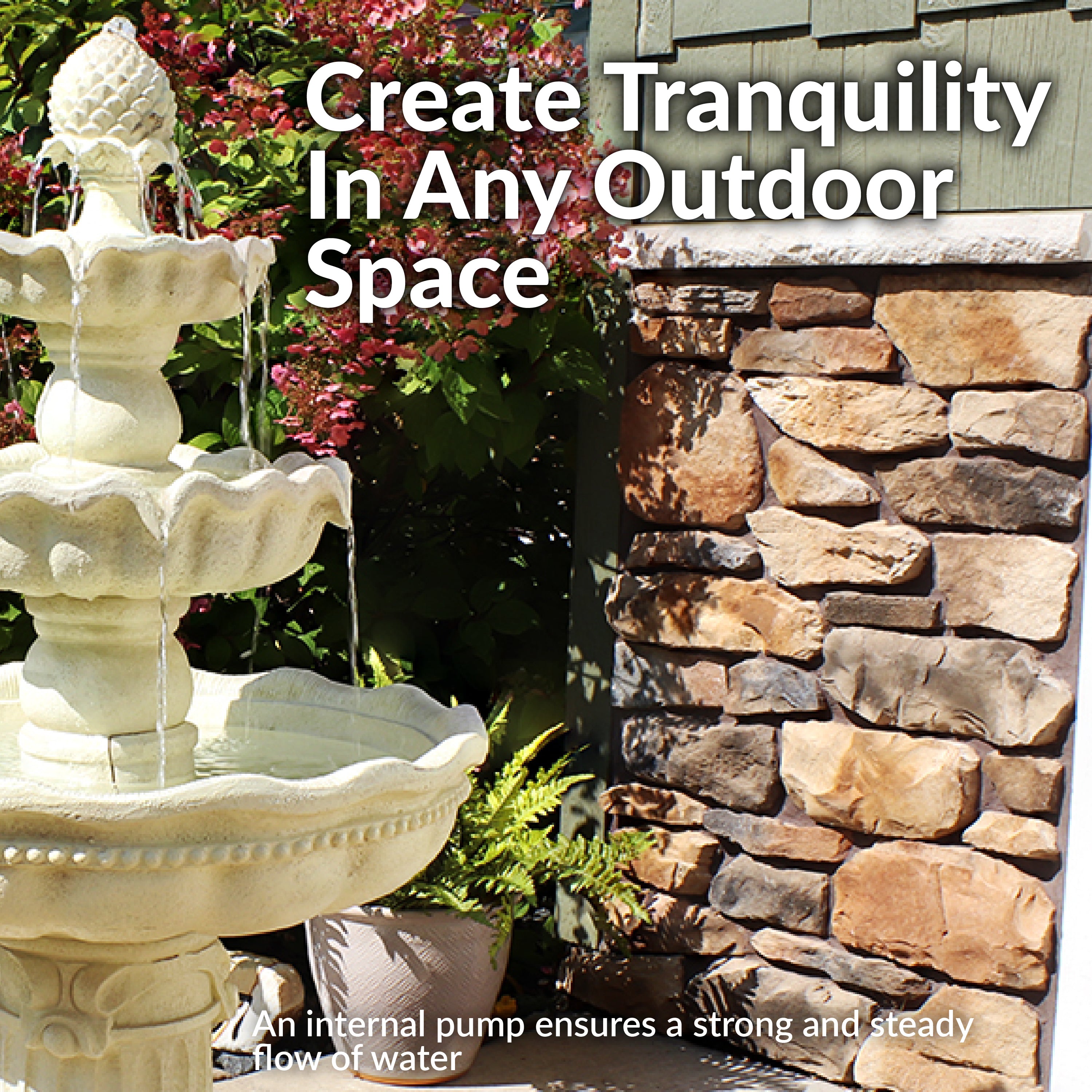 Sunnydaze 3-Tier White Pineapple Garden Fountain - 51 Inch Outdoor Water Feature for Patio, Yard & Garden Decor | Relaxing Backyard Oasis