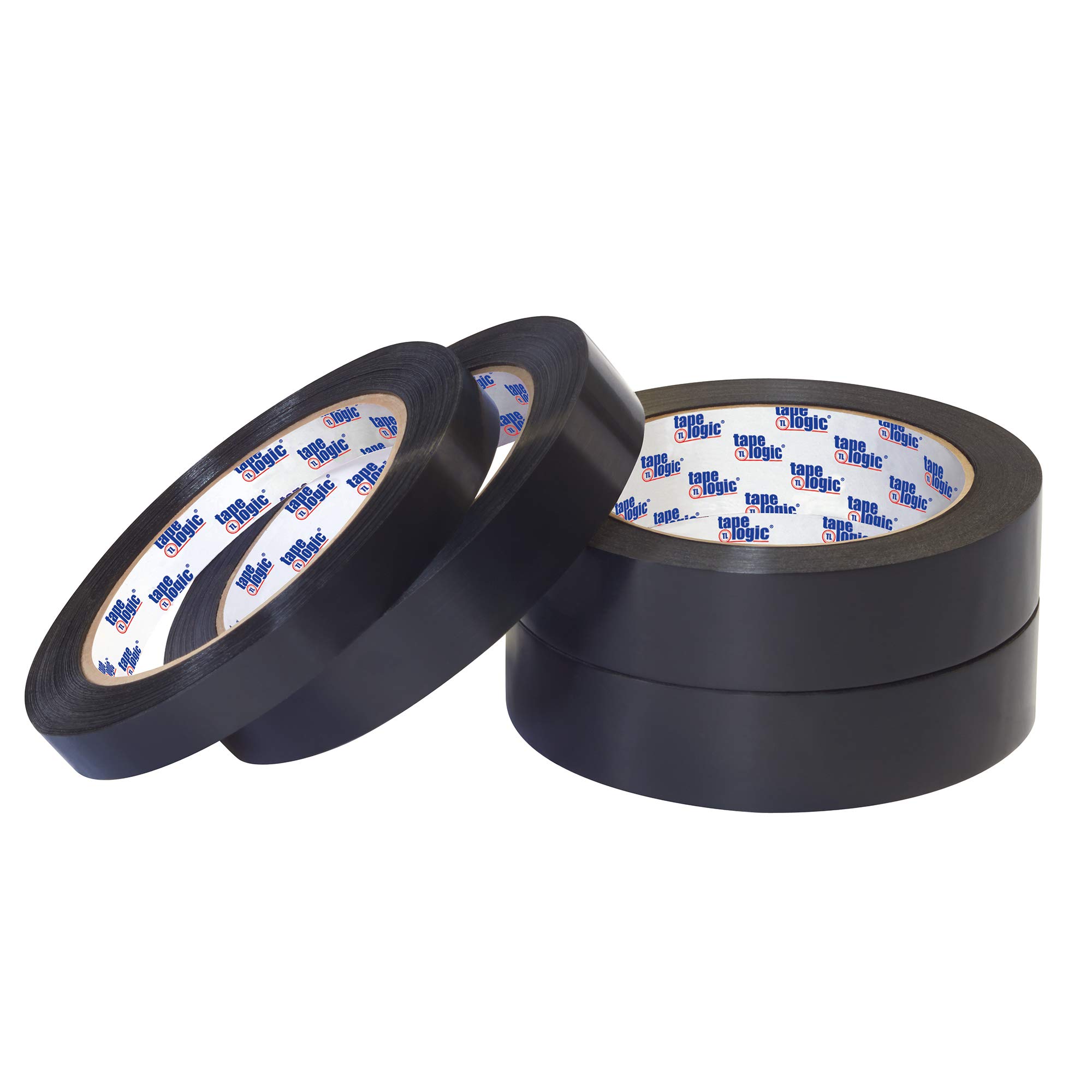 Tape Logic TLT977197 Black Tensilized Poly Strapping Tape - 2.7 Mil Thick, 1 Inch x 60 Yards (72 Rolls per Case) - Ideal for Shipping, Packaging, Bundling & Securing Heavy Loads