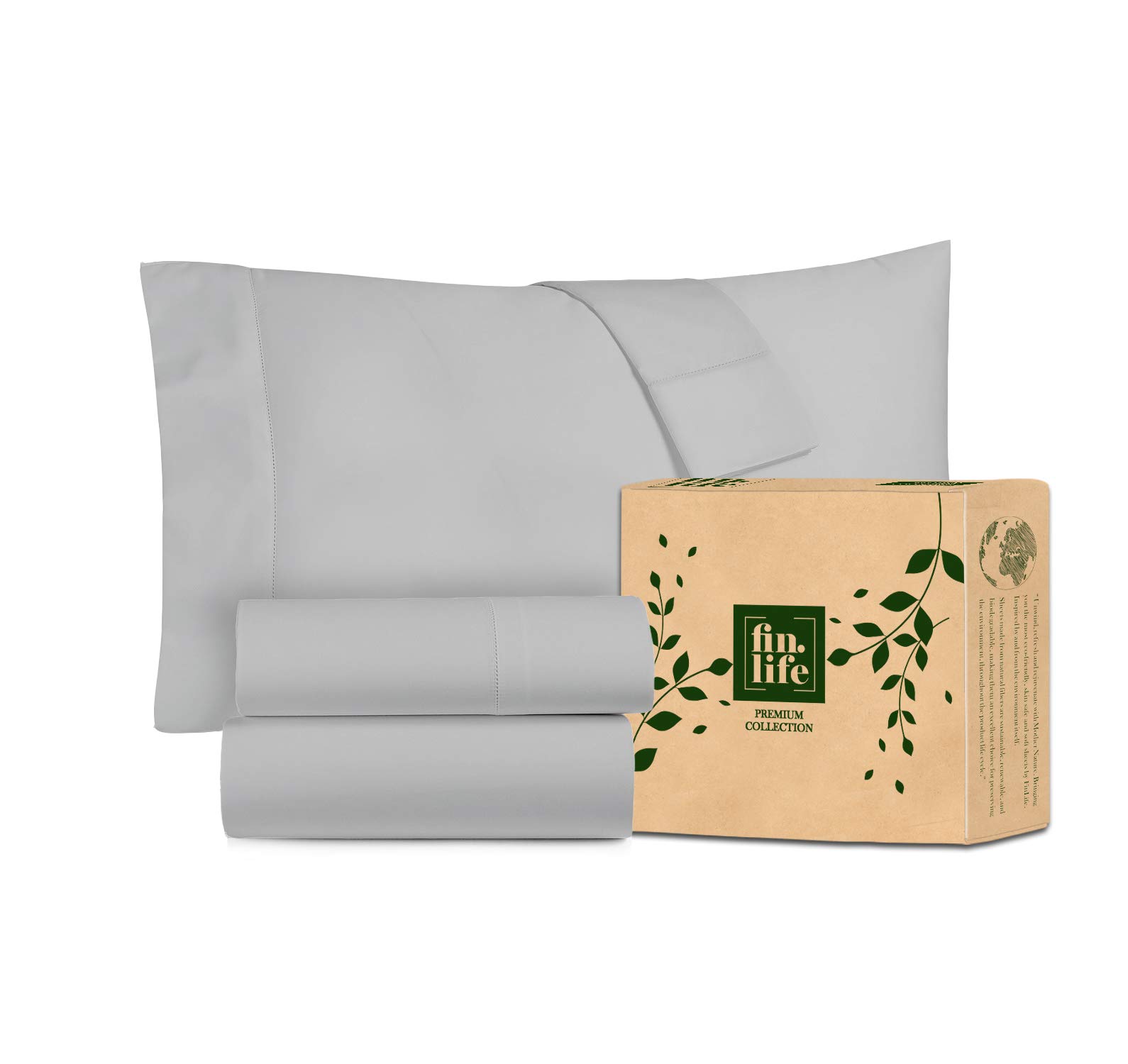 Premium 400 Thread Count 100% Cotton Deep Pocket Queen Sheet Set - Silver Grey - 4 Piece Bedding with 2 Pillowcases, Flat & Fitted Sheet (16