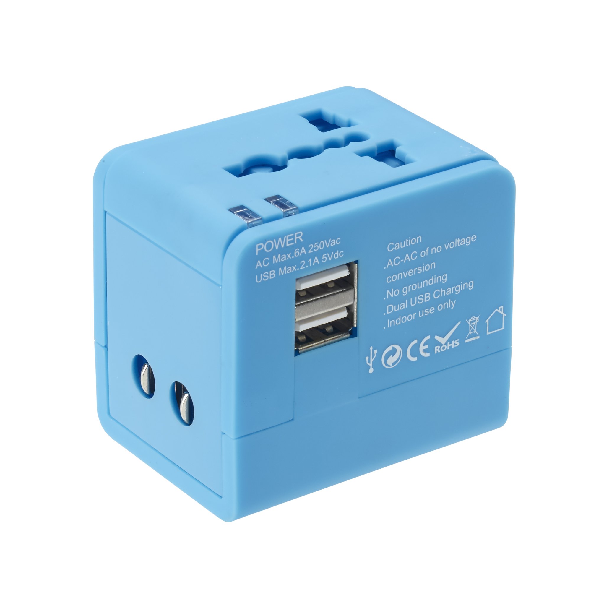 Lewis N. Clark Universal Travel Adapter with Dual USB Ports - Worldwide Charging for 175+ Countries - Perfect for Phones, Tablets & Laptops - Ideal for Business Trips, Vacations & International Travel