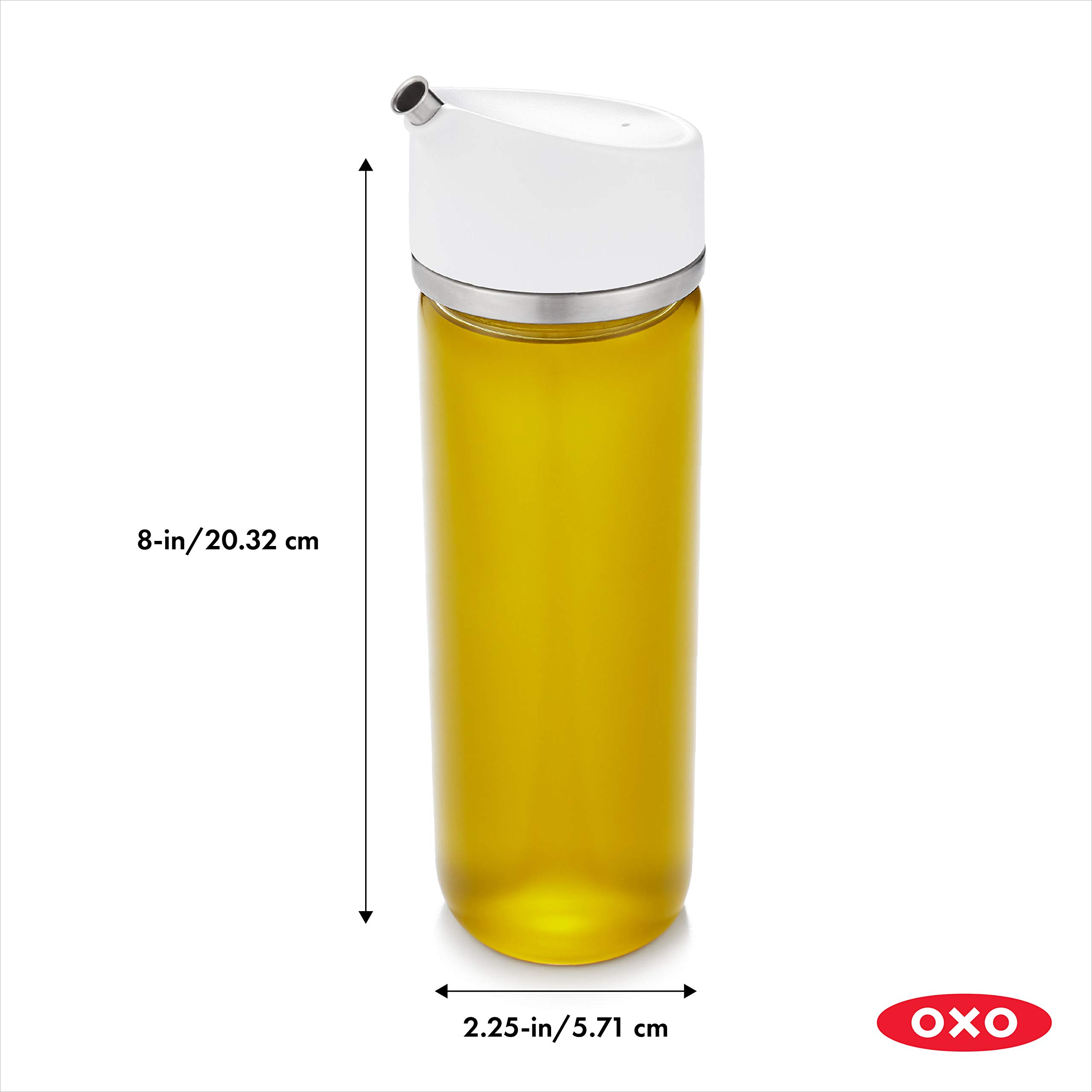 OXO Good Grips 12 oz Precision Pour Glass Oil Dispenser for Kitchen - Olive Oil Bottle with Drip-Free Spout & Ergonomic Handle - Perfect for Cooking, Salad Dressing & Baking