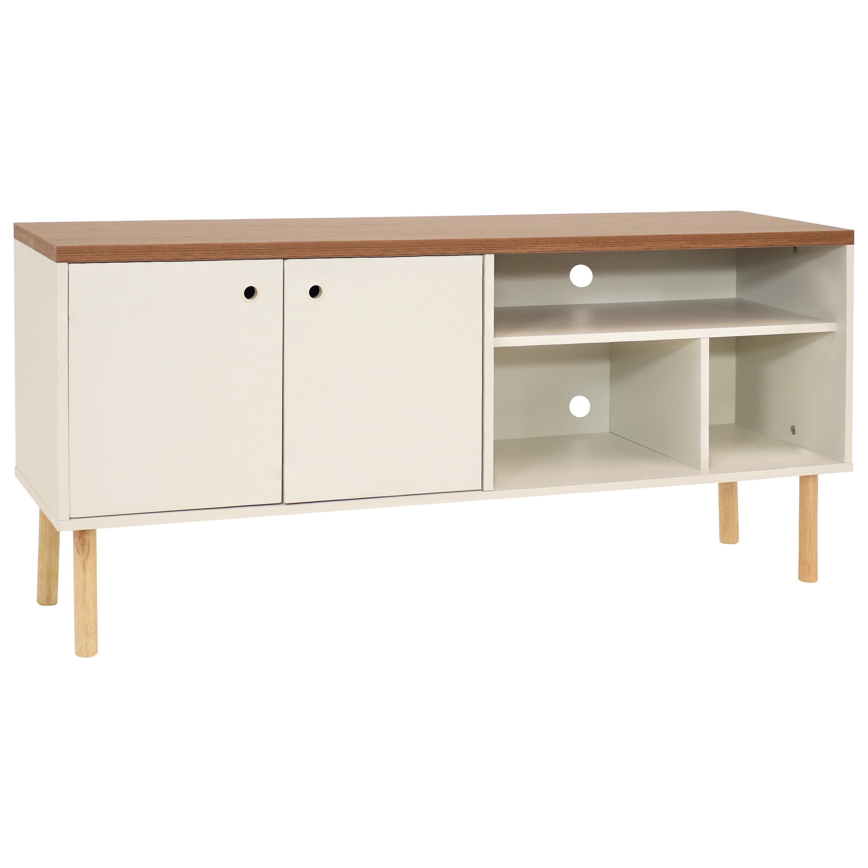 Mid Century Modern TV Stand for 55 Inch TV - Solid Wood Entertainment Center with Storage - Perfect for Living Room, Bedroom & Home Theater Setup