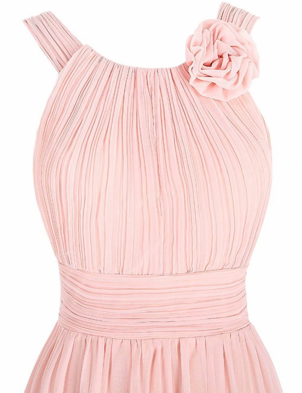 Elegant Chiffon A-Line Bridesmaid Dress with Floral Pleats - Long Prom & Cocktail Party Gown for Women | Perfect for Weddings, Formal Events & Evening Occasions