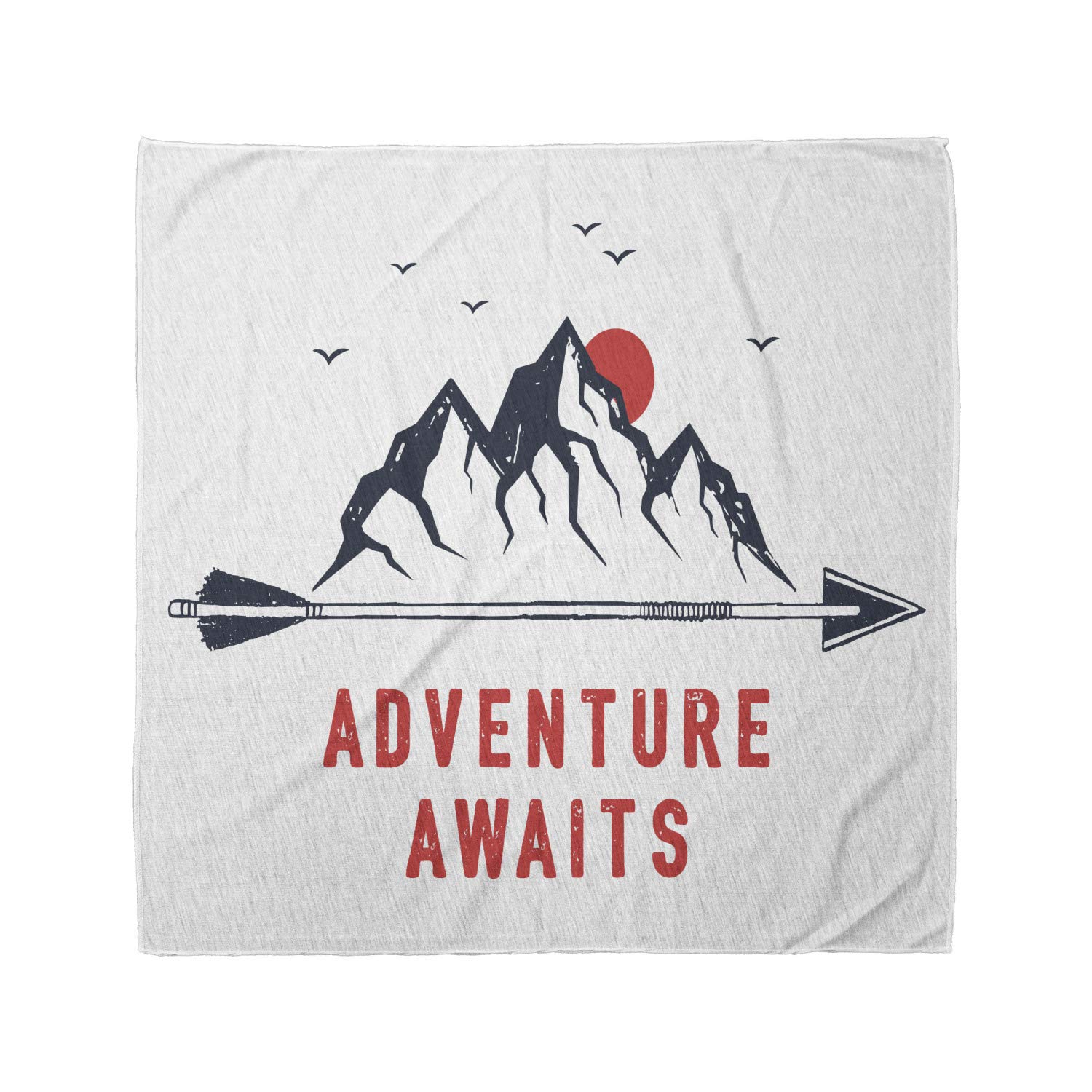 Ambesonne Unisex Bandana - Mountains & Moon Adventure Design in Dark Blue Grey & Vermilion - Perfect for Outdoor Hiking, Camping & Travel Accessories