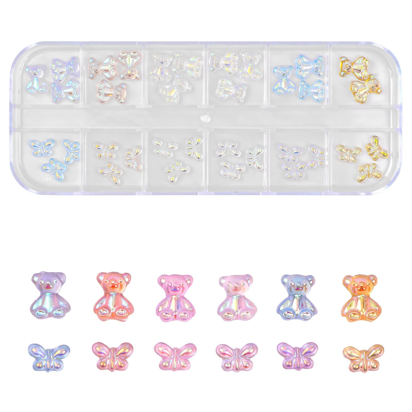 BosDarm 3D White Flower Nail Bear Bow Design - DIY Nail Art Accessories for Women & Girls - Cute Nail Stickers for Salon, Party & Wedding Manicures (Size G, One Size)