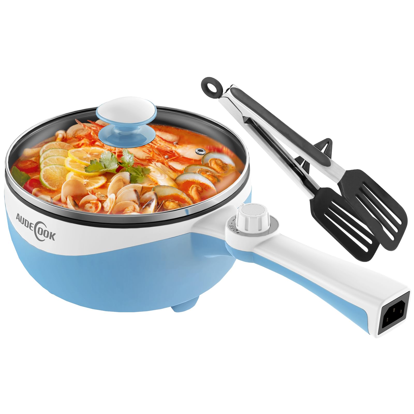 Audecook 1.7L Electric Hot Pot - Portable Nonstick Mini Skillet with Adjustable Temperature, Multi-Cooker for Noodles, Soup, Steak, Eggs & Oatmeal | Perfect for Dorm, Office, Travel & Small Kitchen Cooking