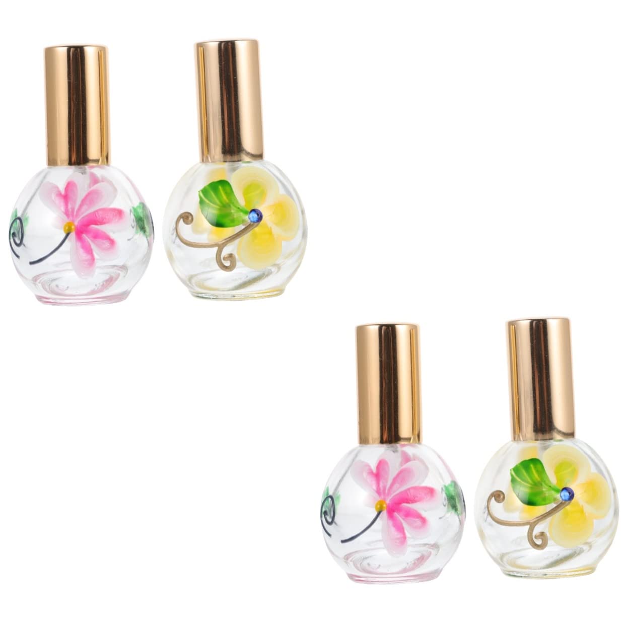 FRCOLOR 4-Pack Refillable Glass Perfume & Skincare Travel Spray Bottles with Pump - Portable Mini Spray Containers for Perfume, Lotion, Essential Oils - Perfect for Gym, Travel, Home & Office Use