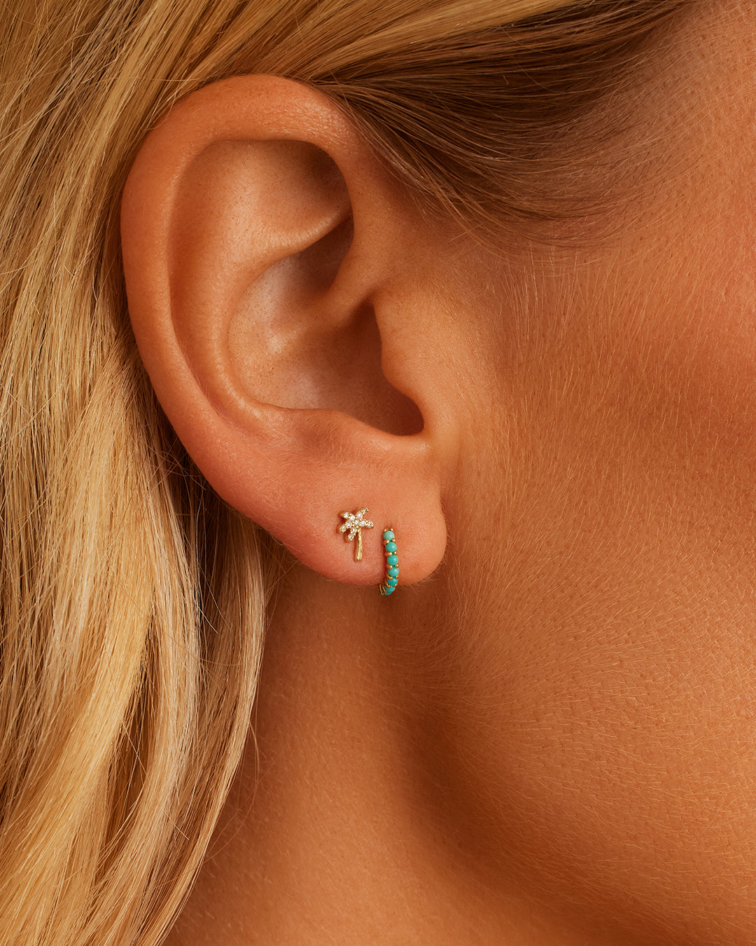 Turquoise Huggie Hoop Earrings for Women - Dainty Cartilage Earrings for Everyday Wear | Perfect for Gifts, Parties & Casual Outfits