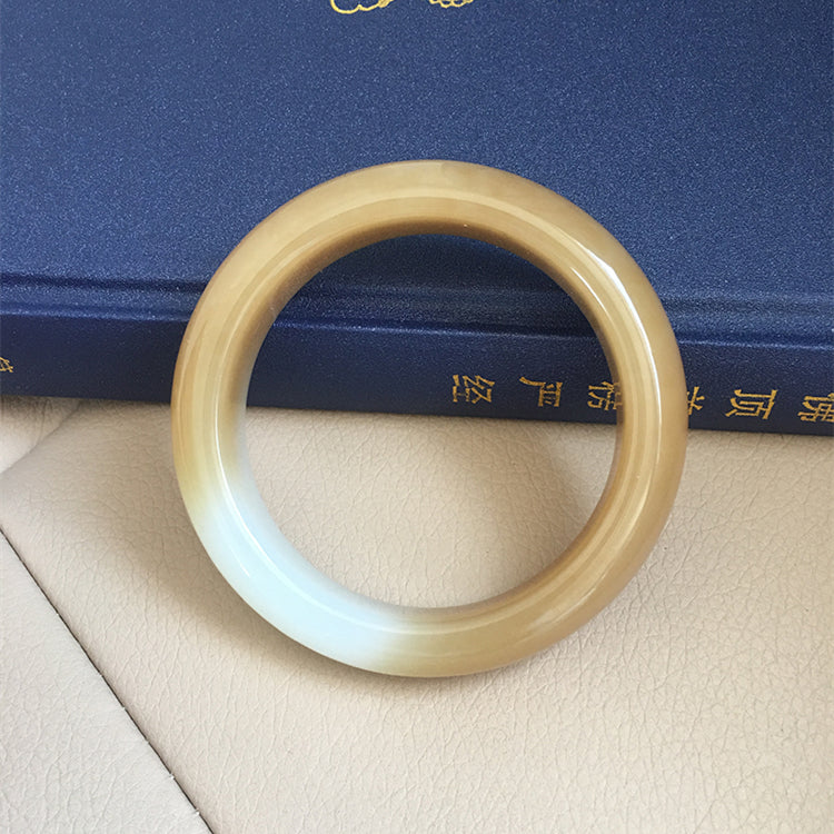 Natural Jade Bangle - Genuine Nephrite Stone Bracelet, 61.3mm Inner Diameter (NBE016) - Perfect for Meditation, Yoga & Spiritual Healing