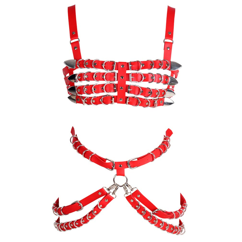 Punk Leather Body Harness for Women - Hollow Out Frame Garter Belt Set, Gothic Lingerie Accessories | Perfect for BDSM, Cosplay, and Alternative Fashion Outfits